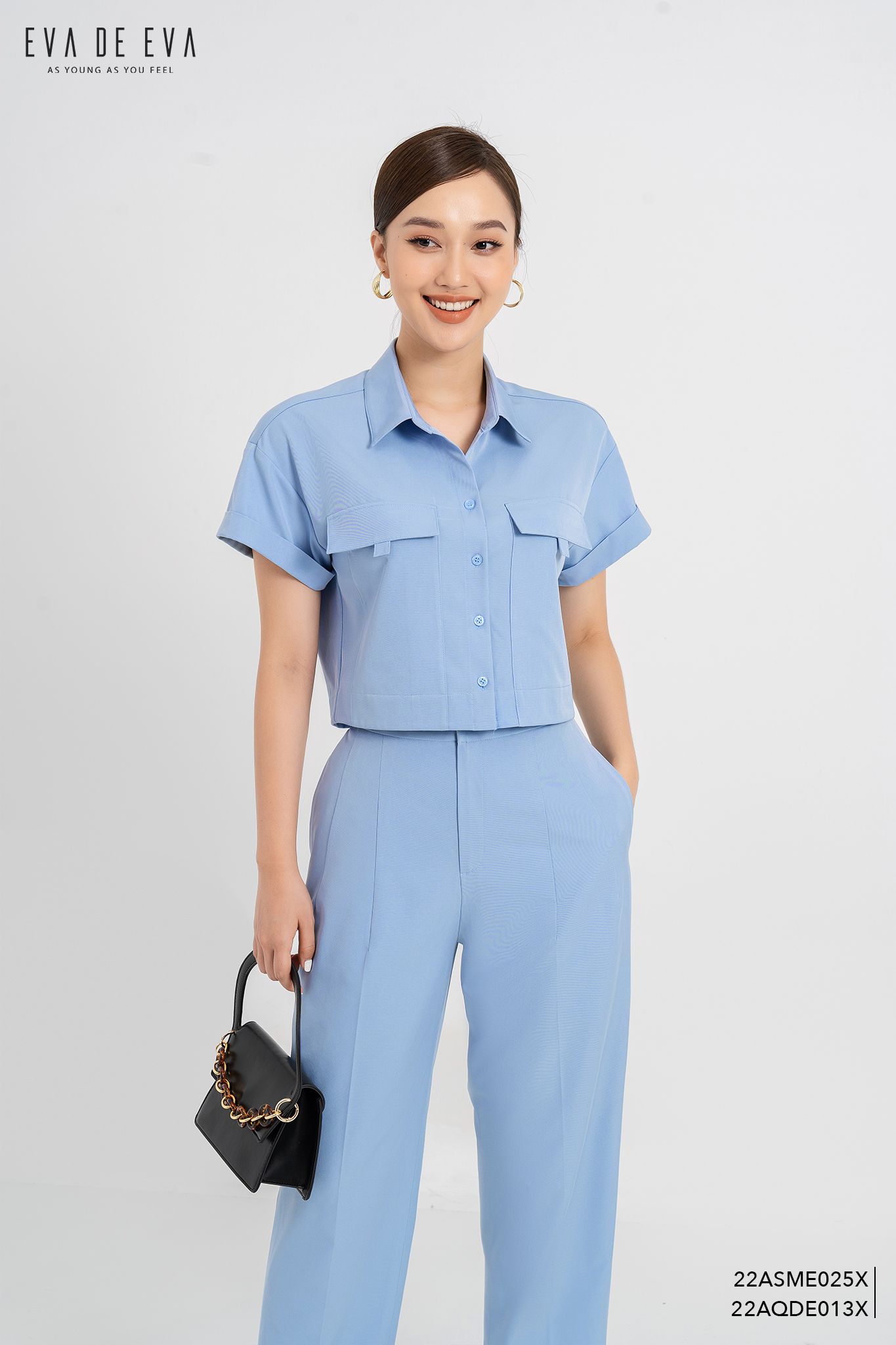  Sơ mi tay ngắn, Dáng croptop 22ASME025X 