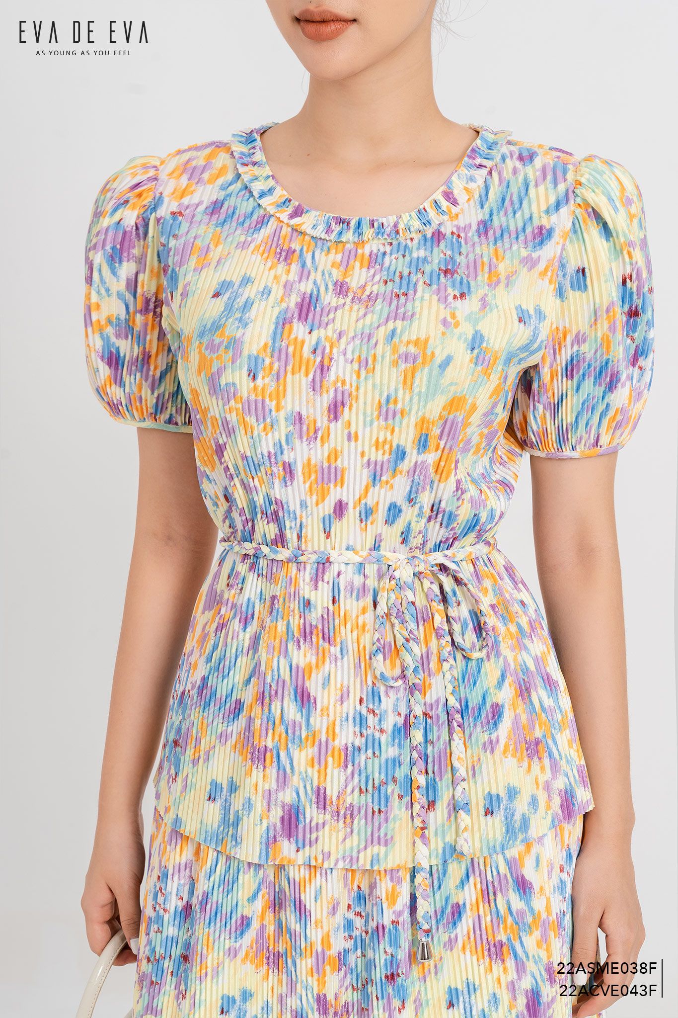  Chân váy Midi, Xếp ly 22ACVE043F 