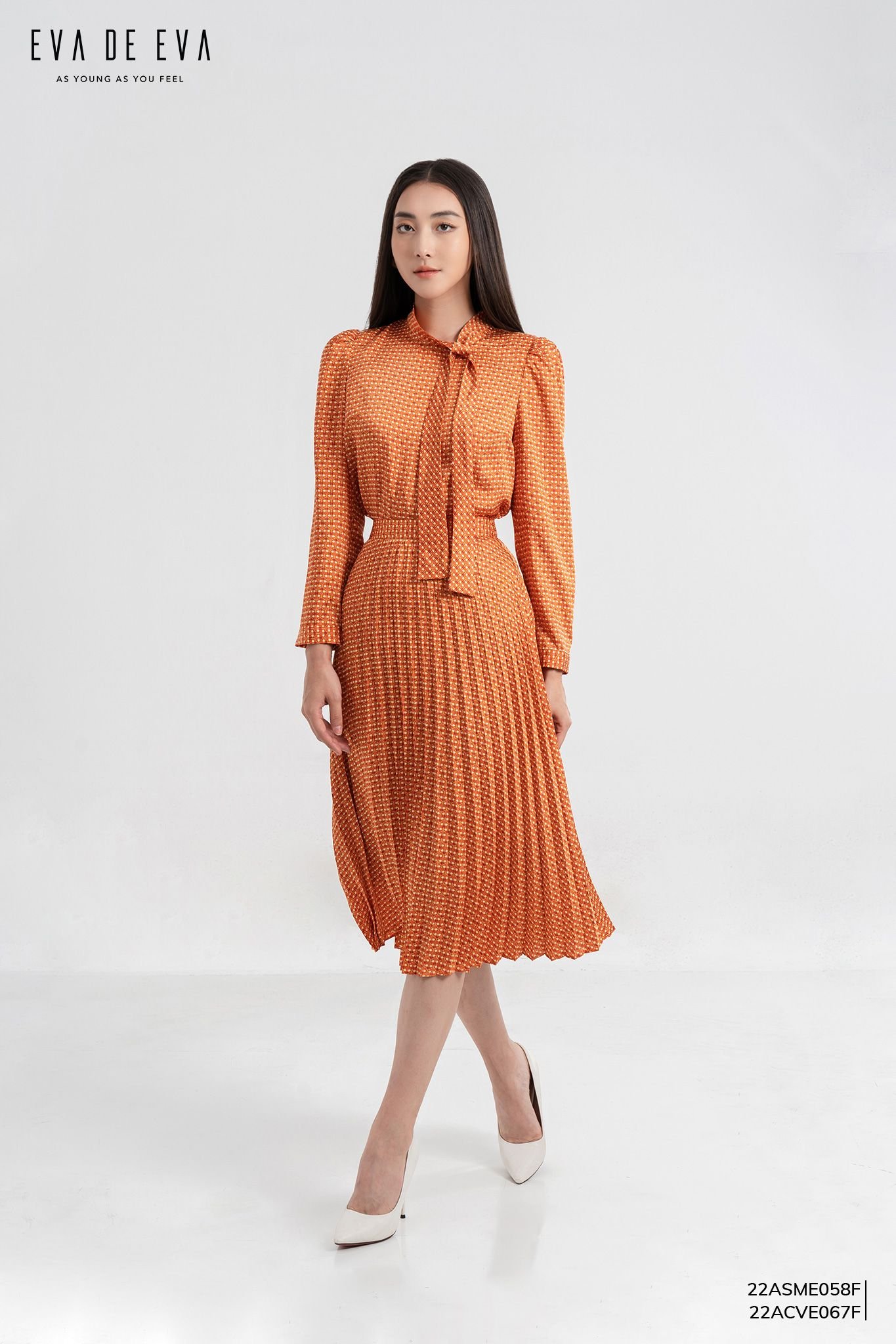  Chân váy Midi, Xếp ly 22ACVE067F 
