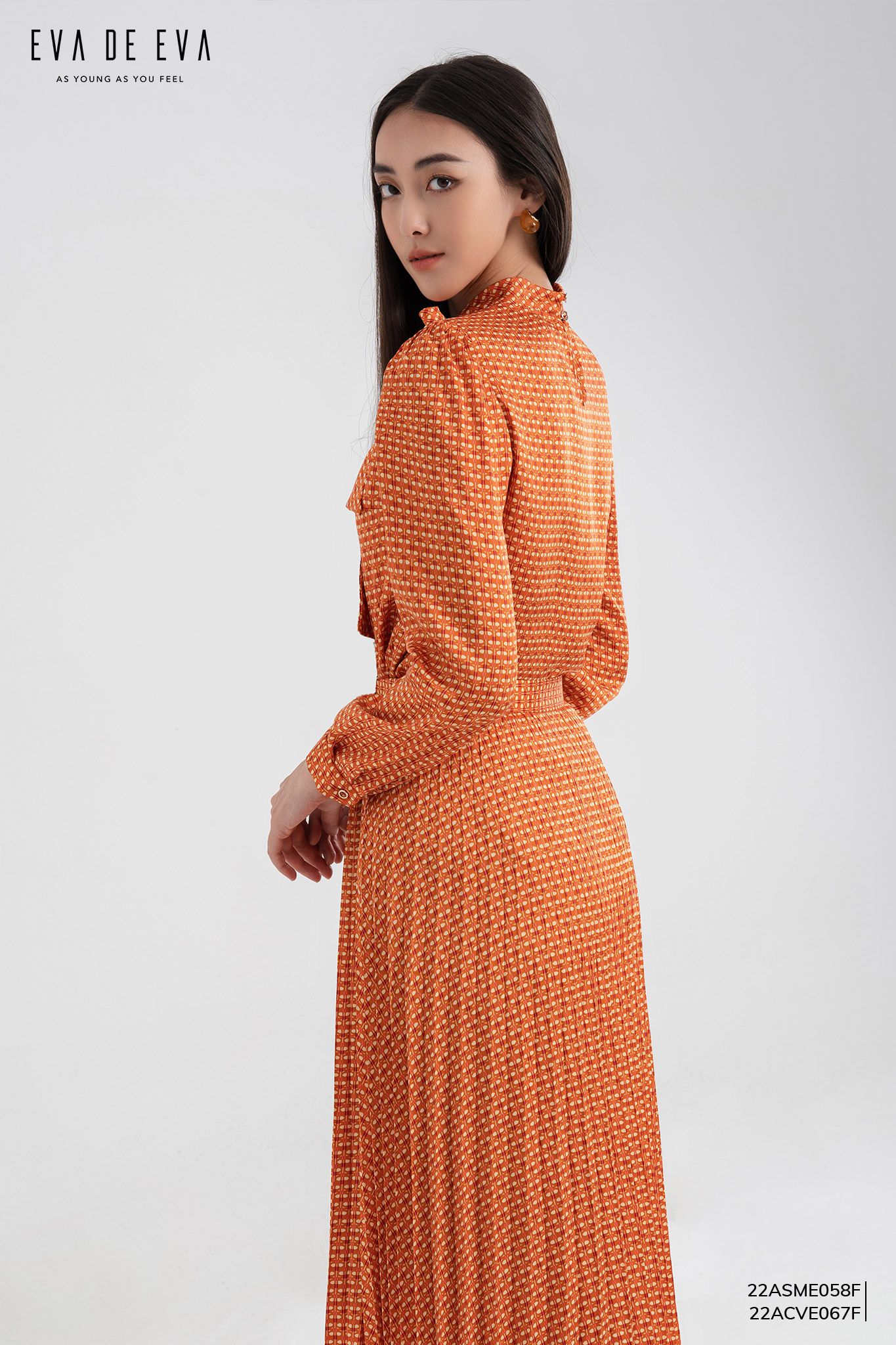  Chân váy Midi, Xếp ly 22ACVE067F 