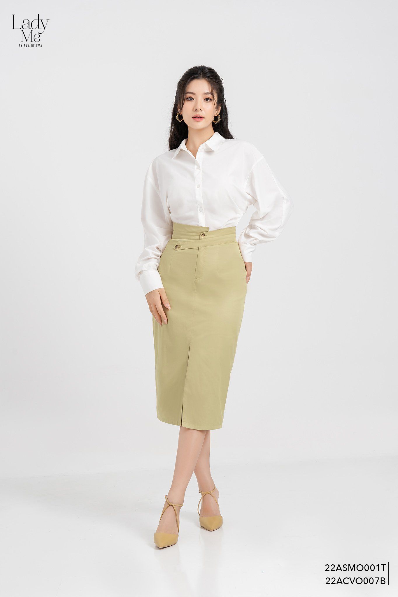  Sơ mi tay dài, Dáng thắt eo 22ASMO001T 