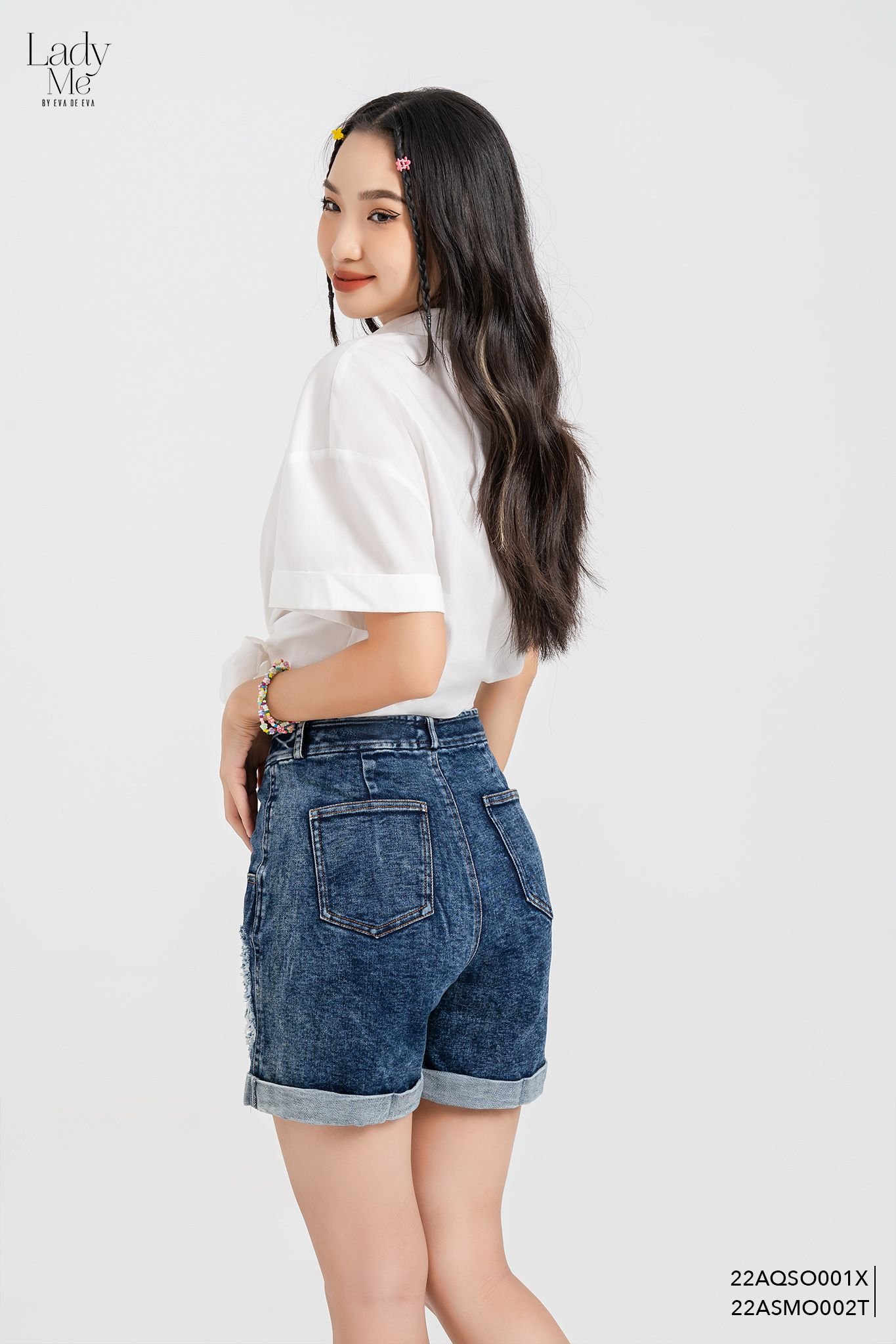  Sơ mi tay ngắn, Dáng croptop 22ASMO002T 