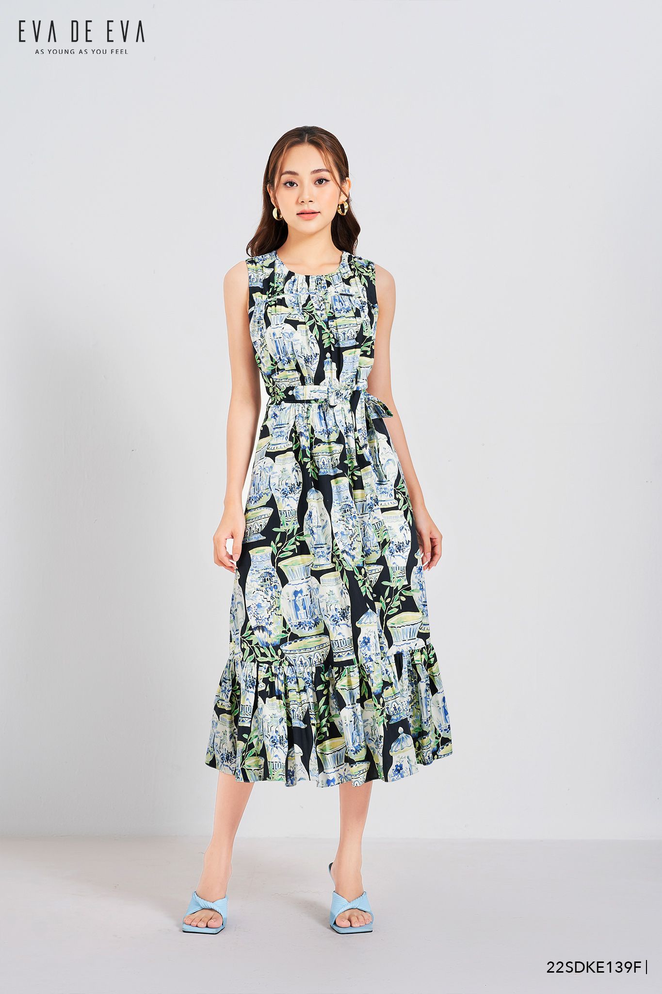  Đầm sát nách, Dáng thắt eo 22SDKE139F 