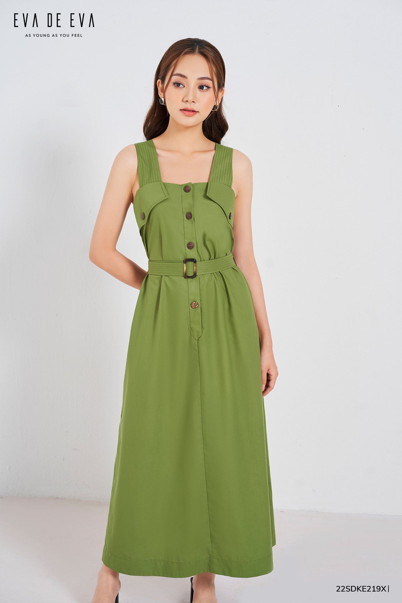  Đầm hai dây, Dáng thắt eo 22SDKE219X 
