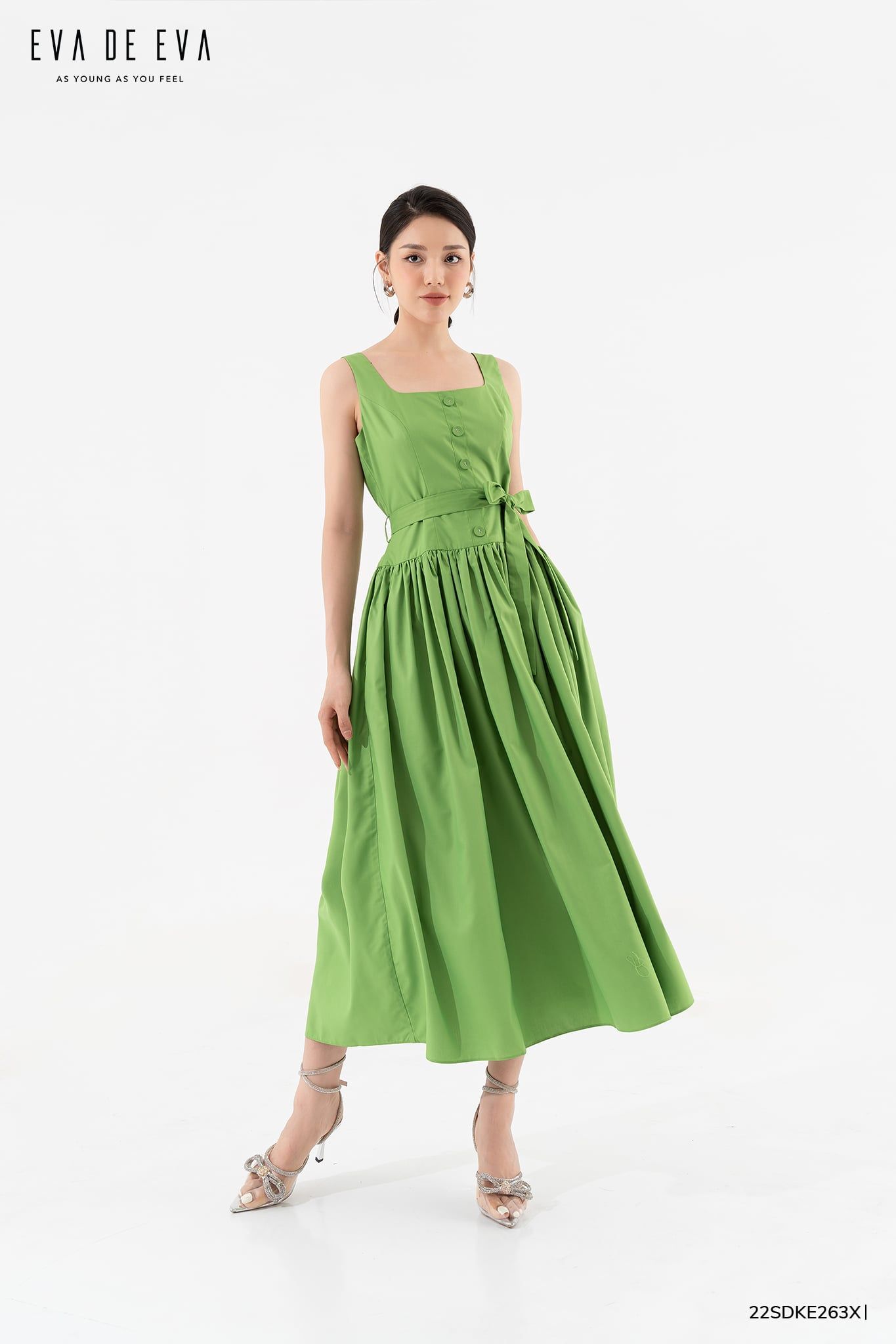  Đầm hai dây, Dáng thắt eo 22SDKE263X 