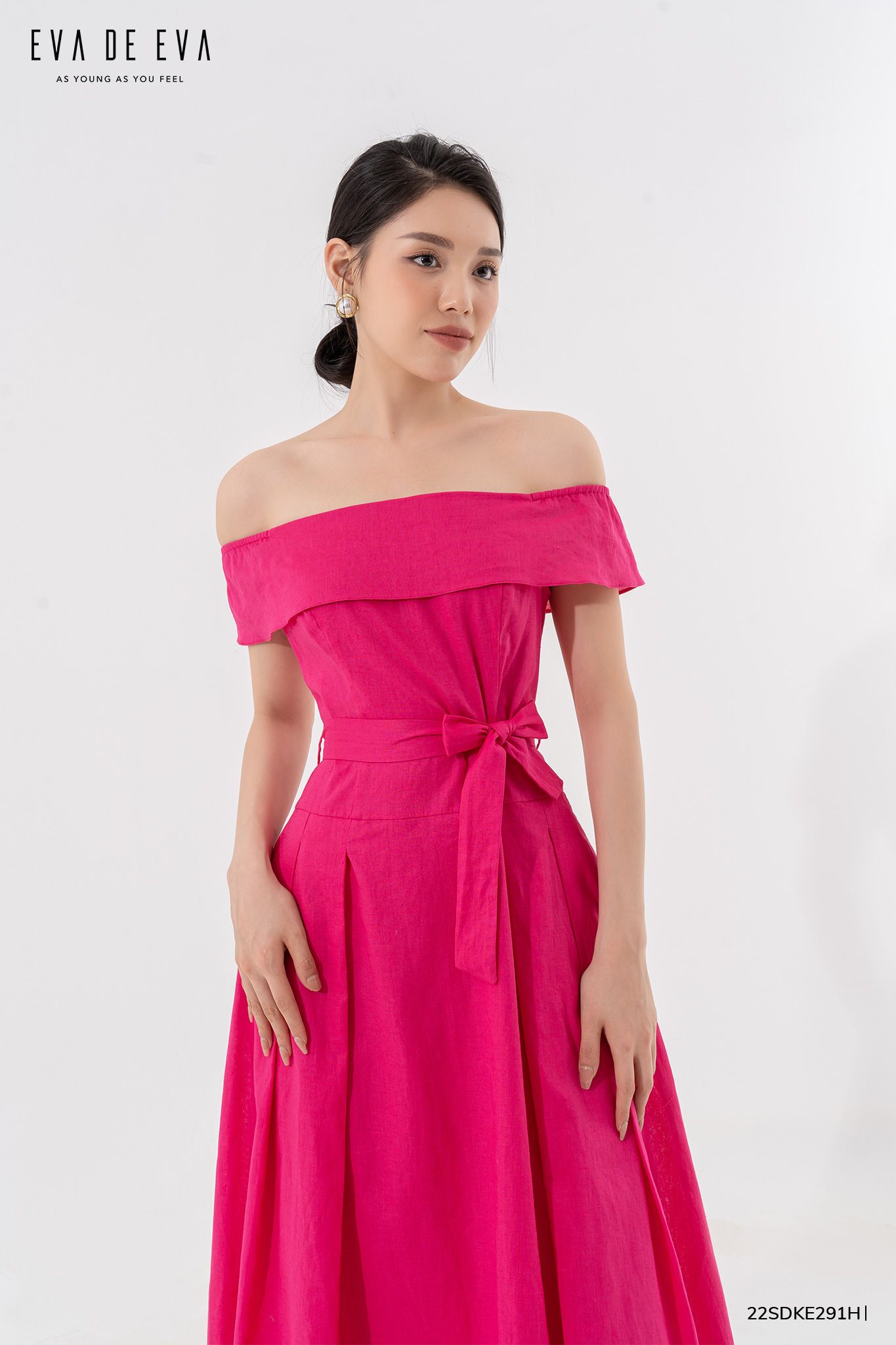  Đầm trễ vai, Dáng thắt eo 22SDKE291H 