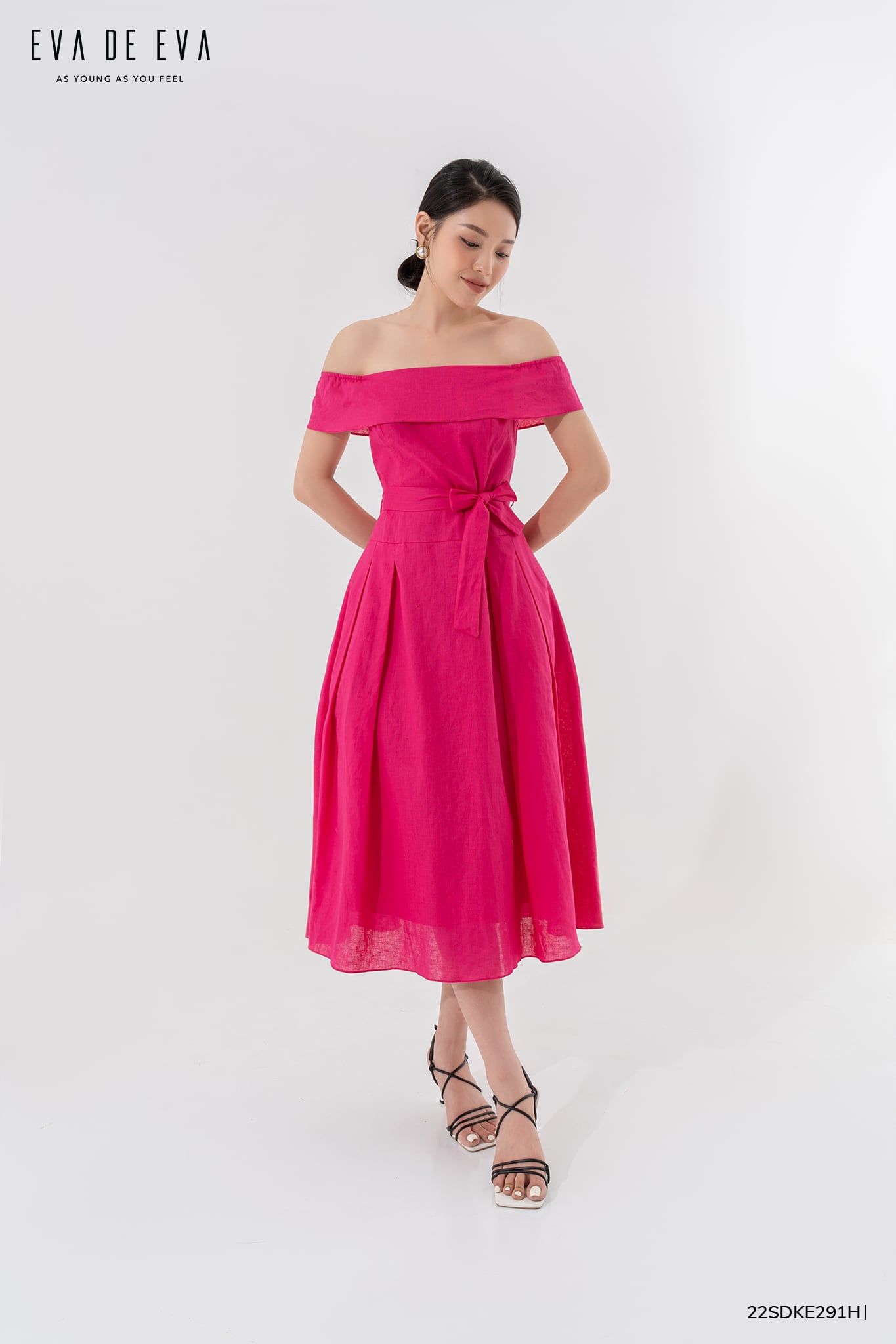  Đầm trễ vai, Dáng thắt eo 22SDKE291H 