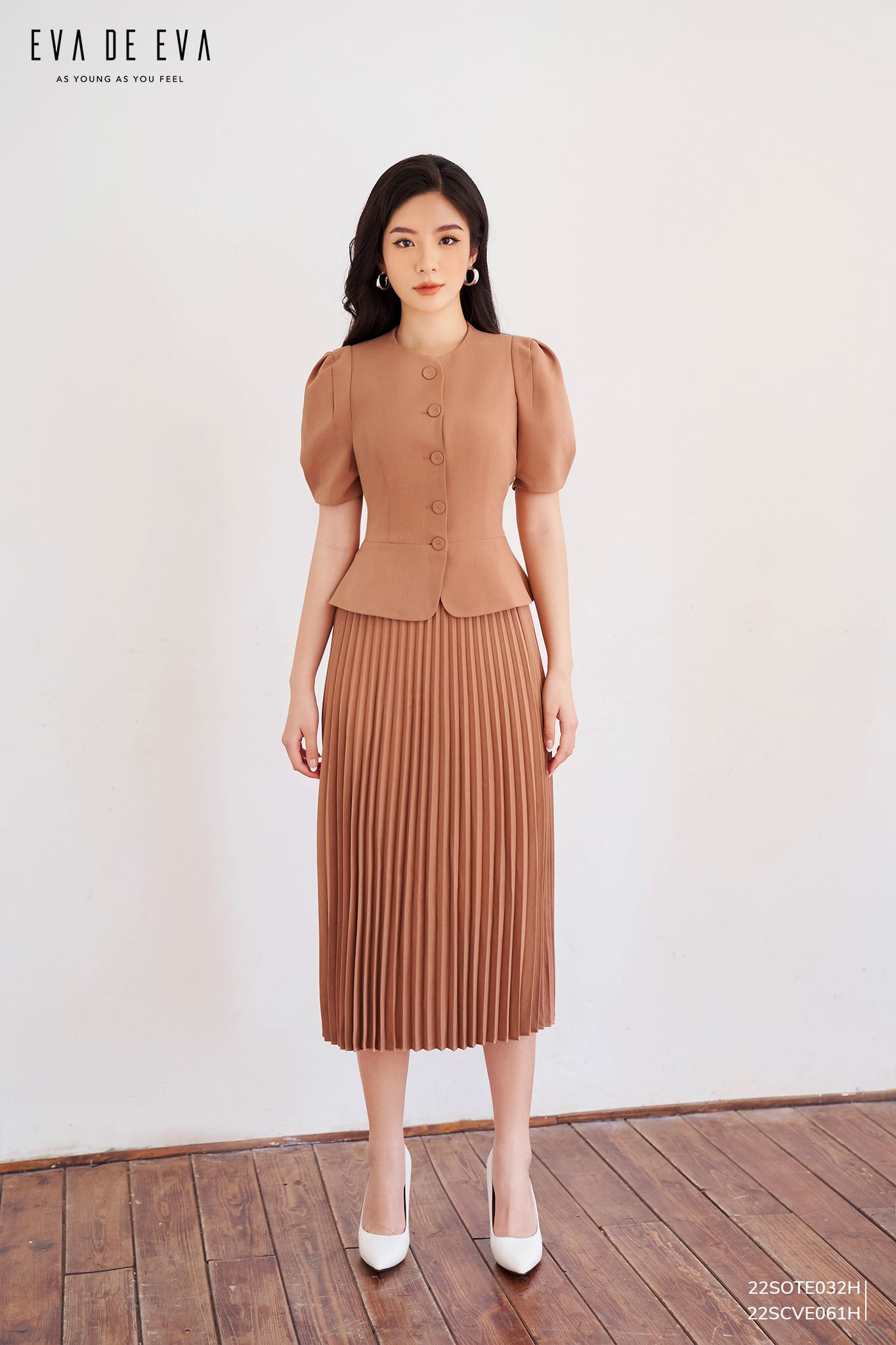  Chân váy Midi, Xếp ly 22SCVE061H 
