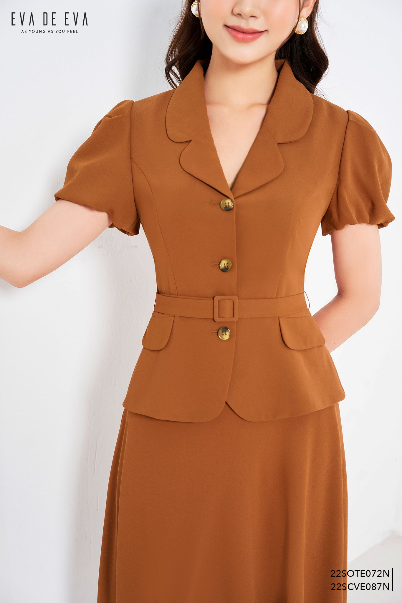  Chân váy ngang gối, Dáng xòe 22SCVE087N 