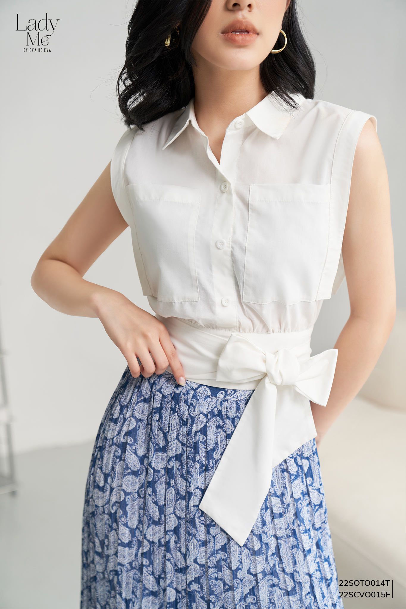  Chân váy Midi, Xếp ly 22SCVO015F 