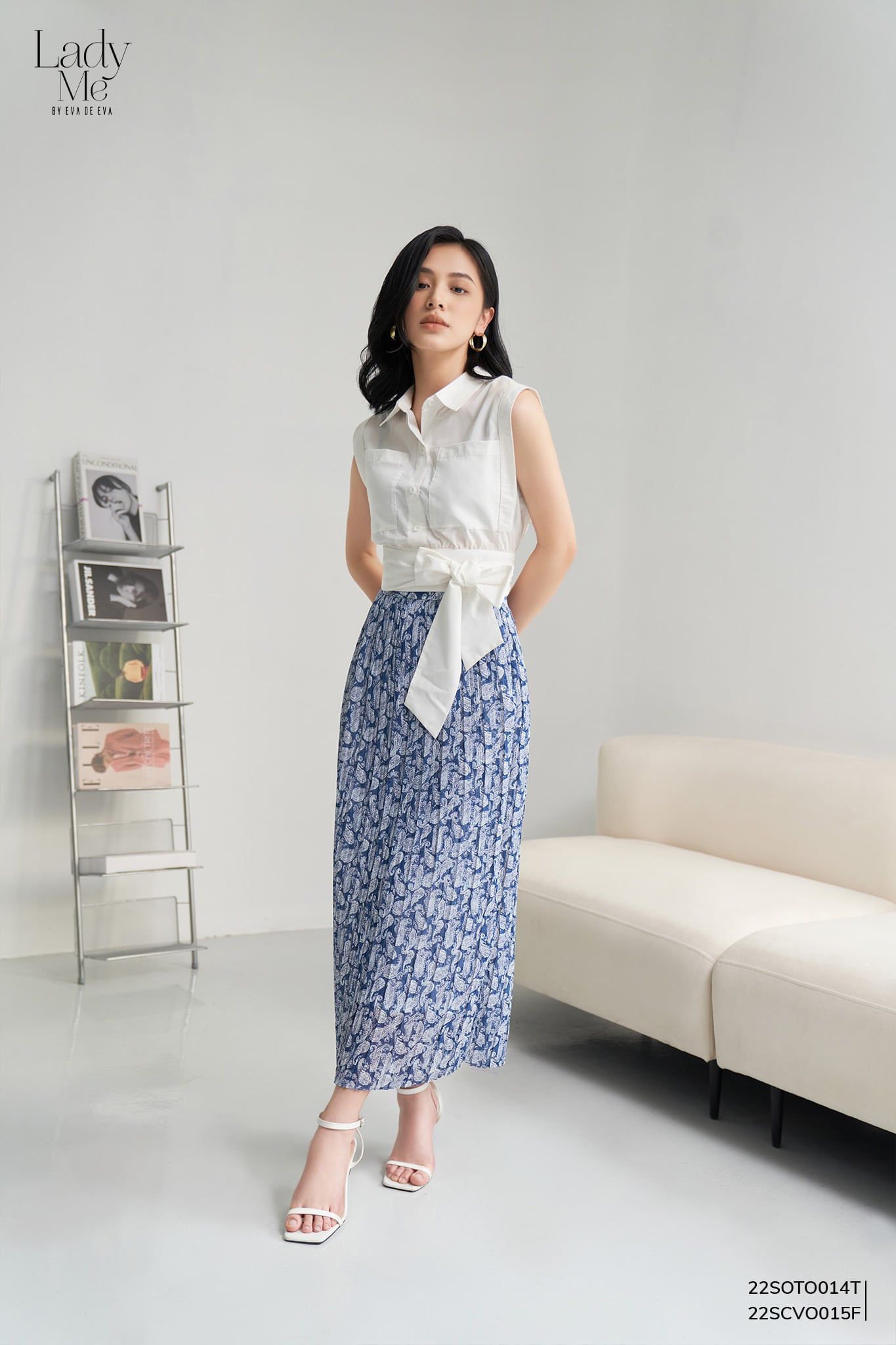  Chân váy Midi, Xếp ly 22SCVO015F 