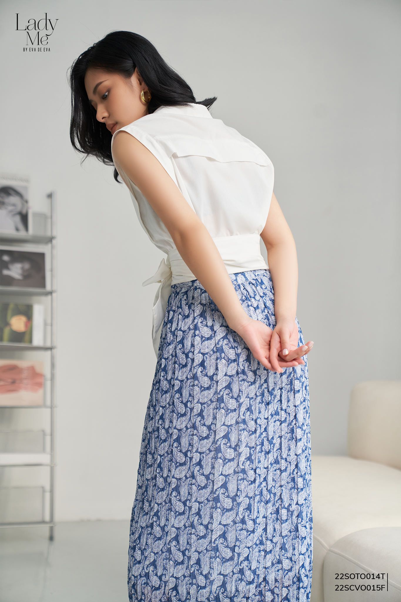  Chân váy Midi, Xếp ly 22SCVO015F 