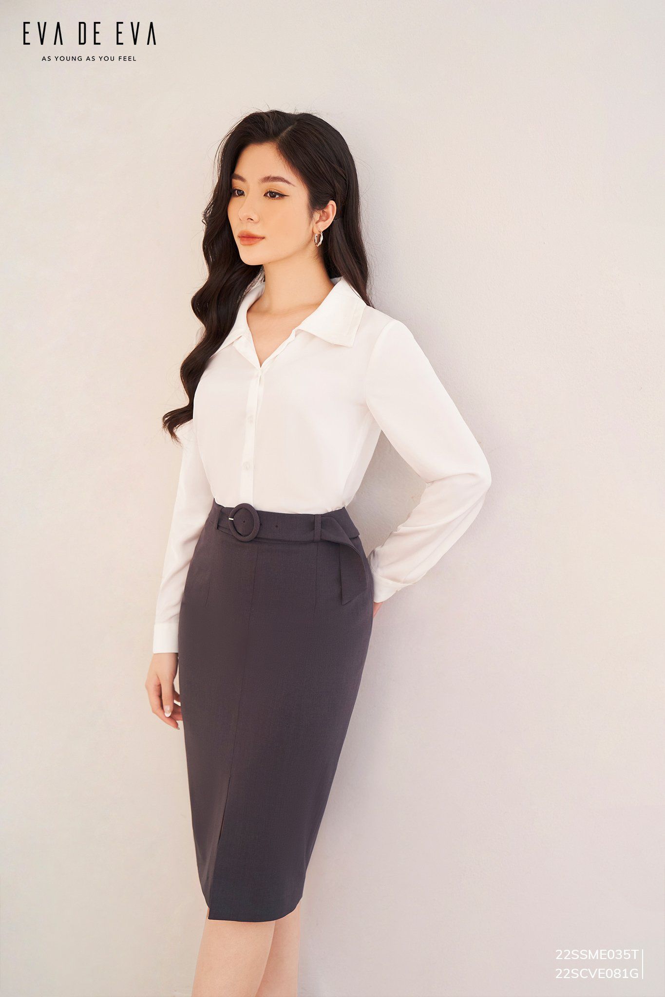  Chân váy ngang gối, Dáng ôm 22SCVE081G 