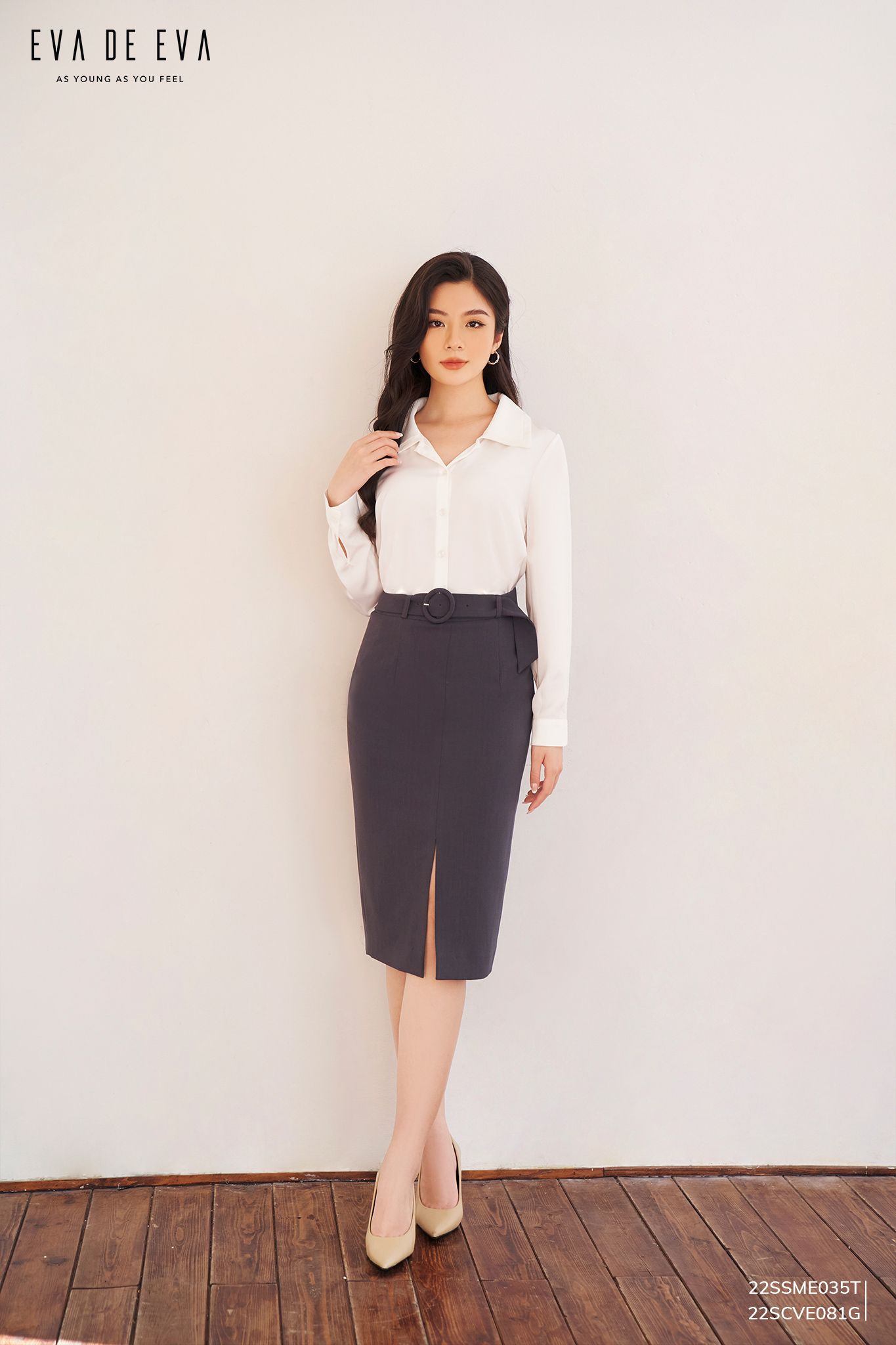  Chân váy ngang gối, Dáng ôm 22SCVE081G 