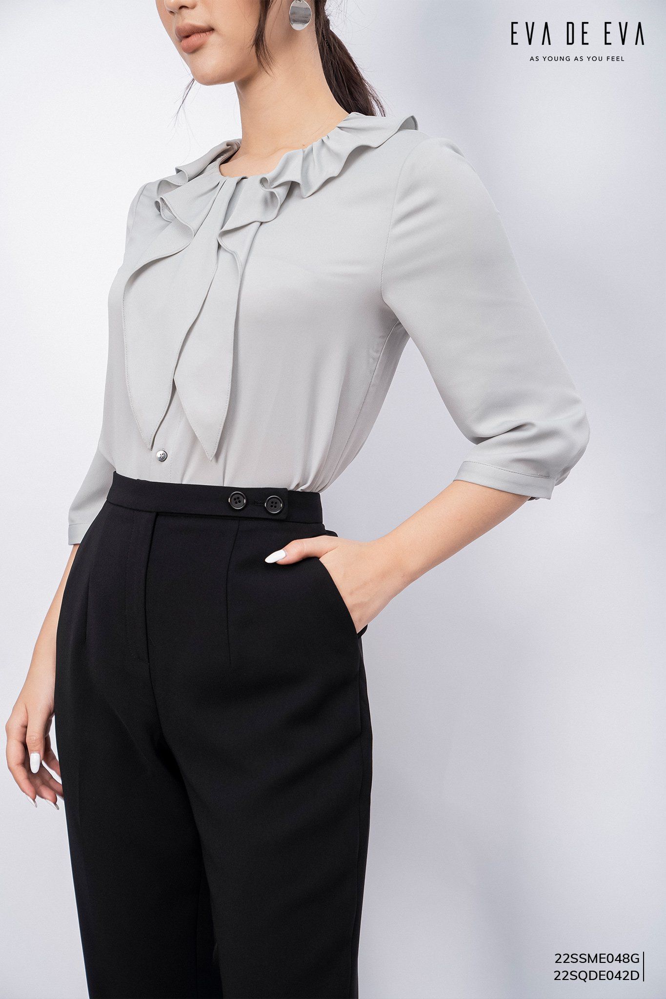  Sơ mi tay lỡ, Dáng sơ vin 22SSME048G 