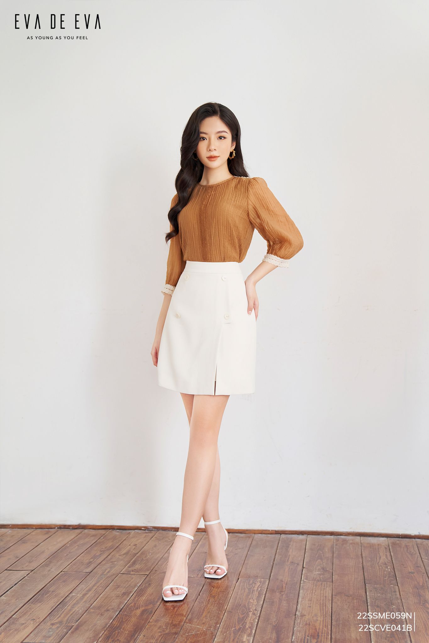  Sơ mi tay lỡ, Dáng sơ vin 22SSME059N 