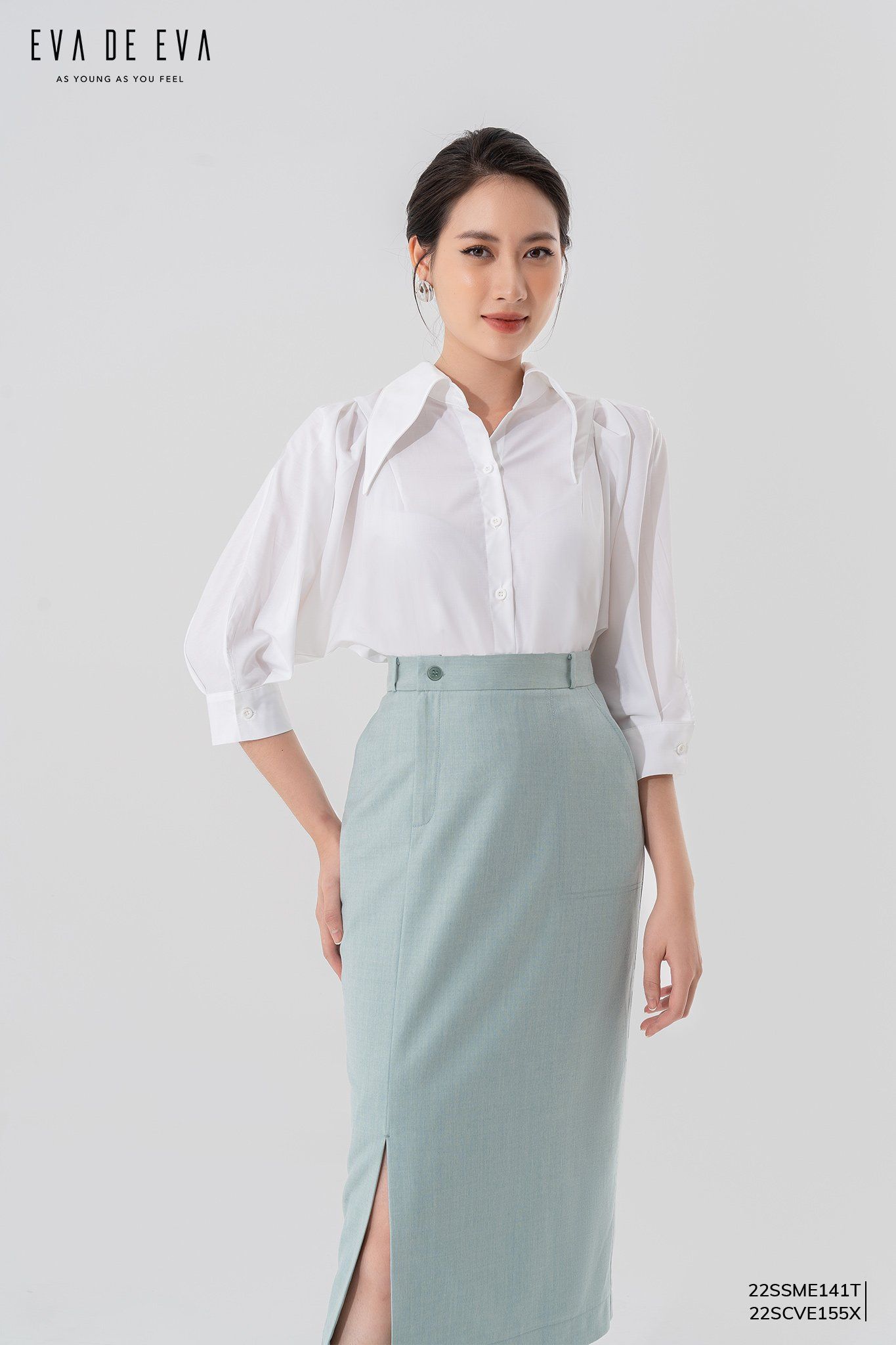  Sơ mi tay lỡ, Dáng sơ vin 22SSME141T 