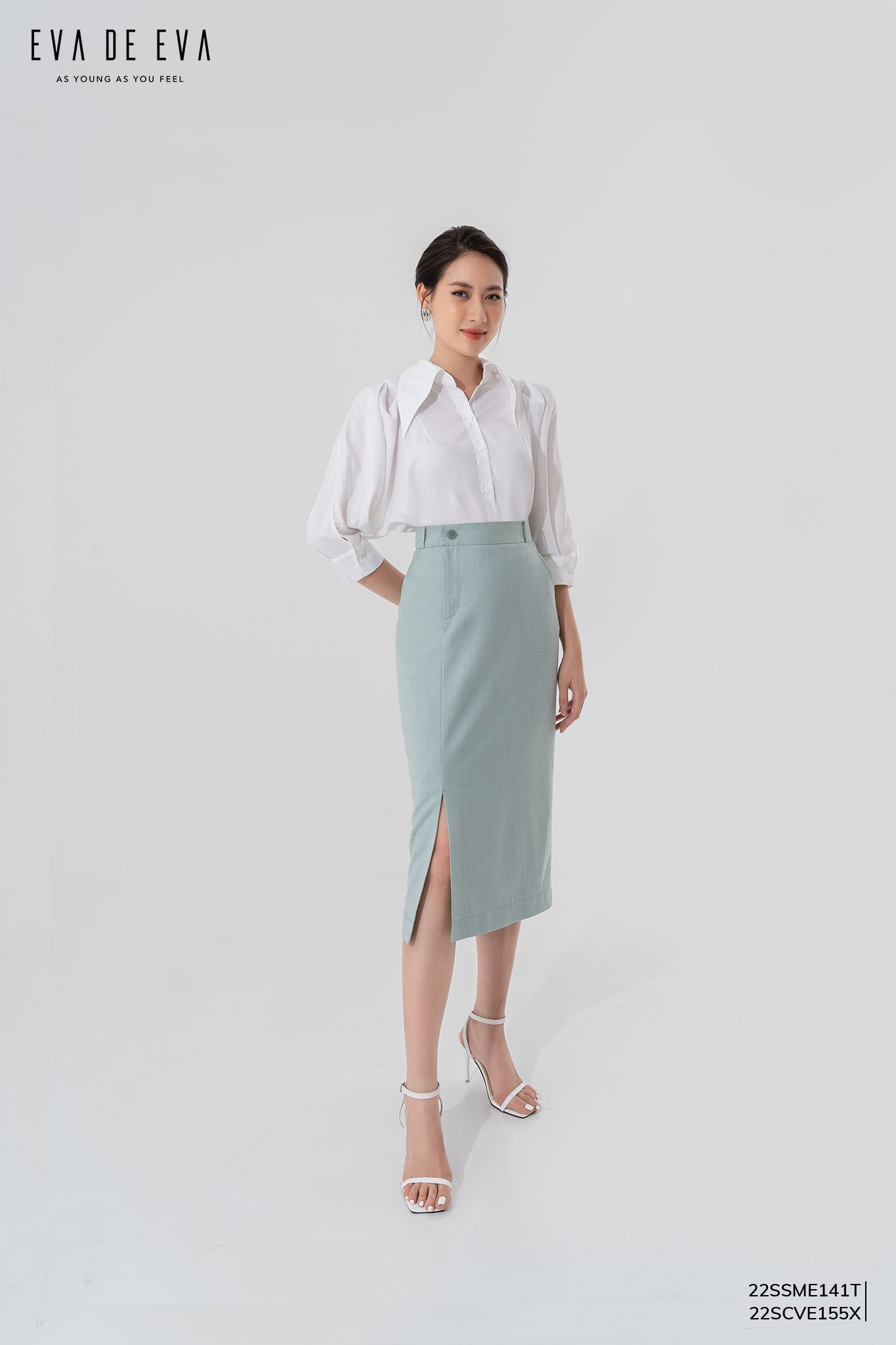  Sơ mi tay lỡ, Dáng sơ vin 22SSME141T 