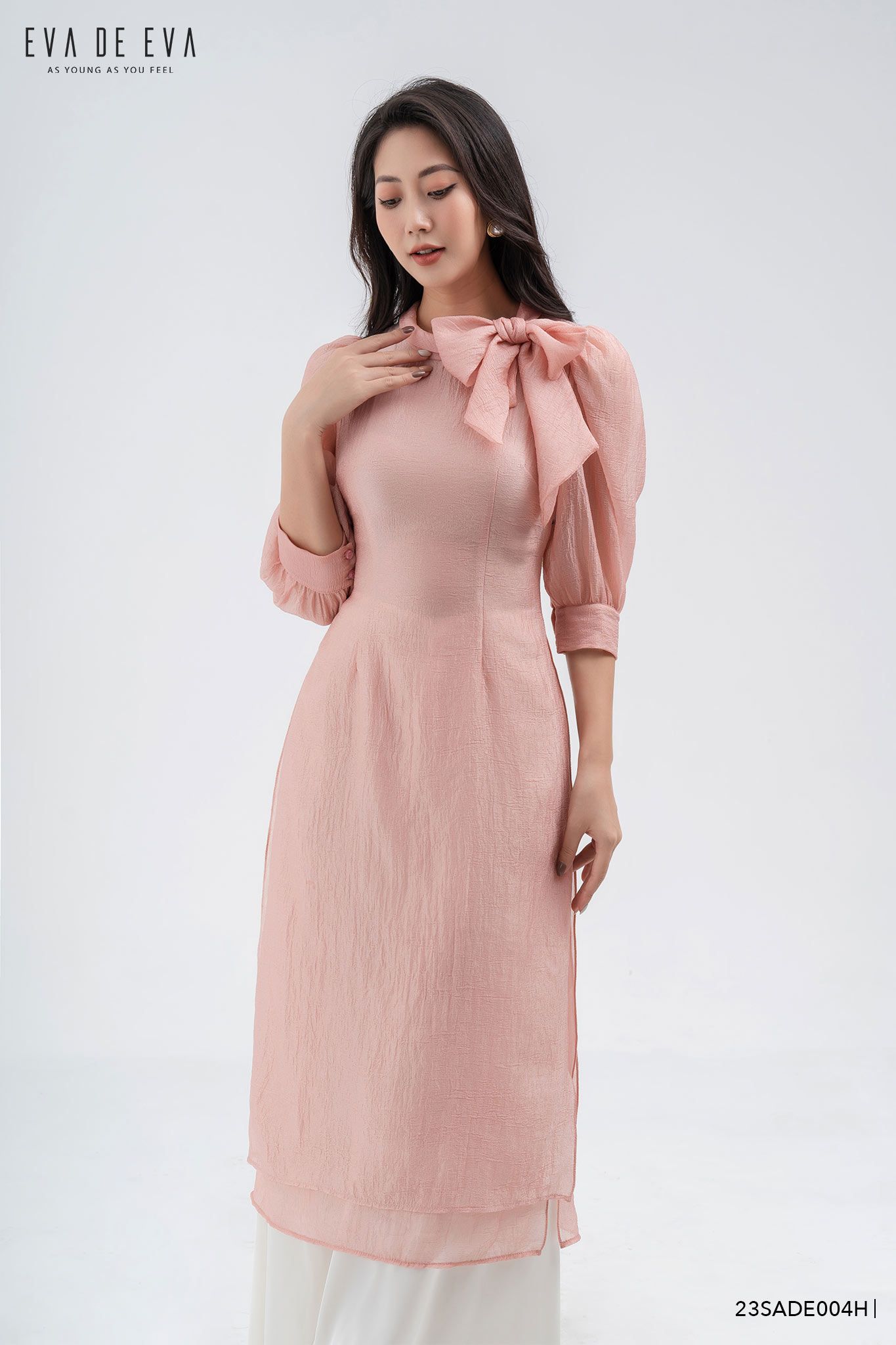 Set áo dài cách tân hồng chân váy S7243  The Queen Fashion