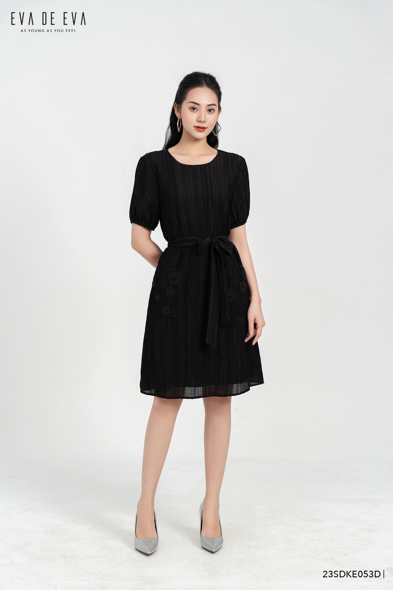  Đầm tay ngắn, Dáng thắt eo 23SDKE053D 