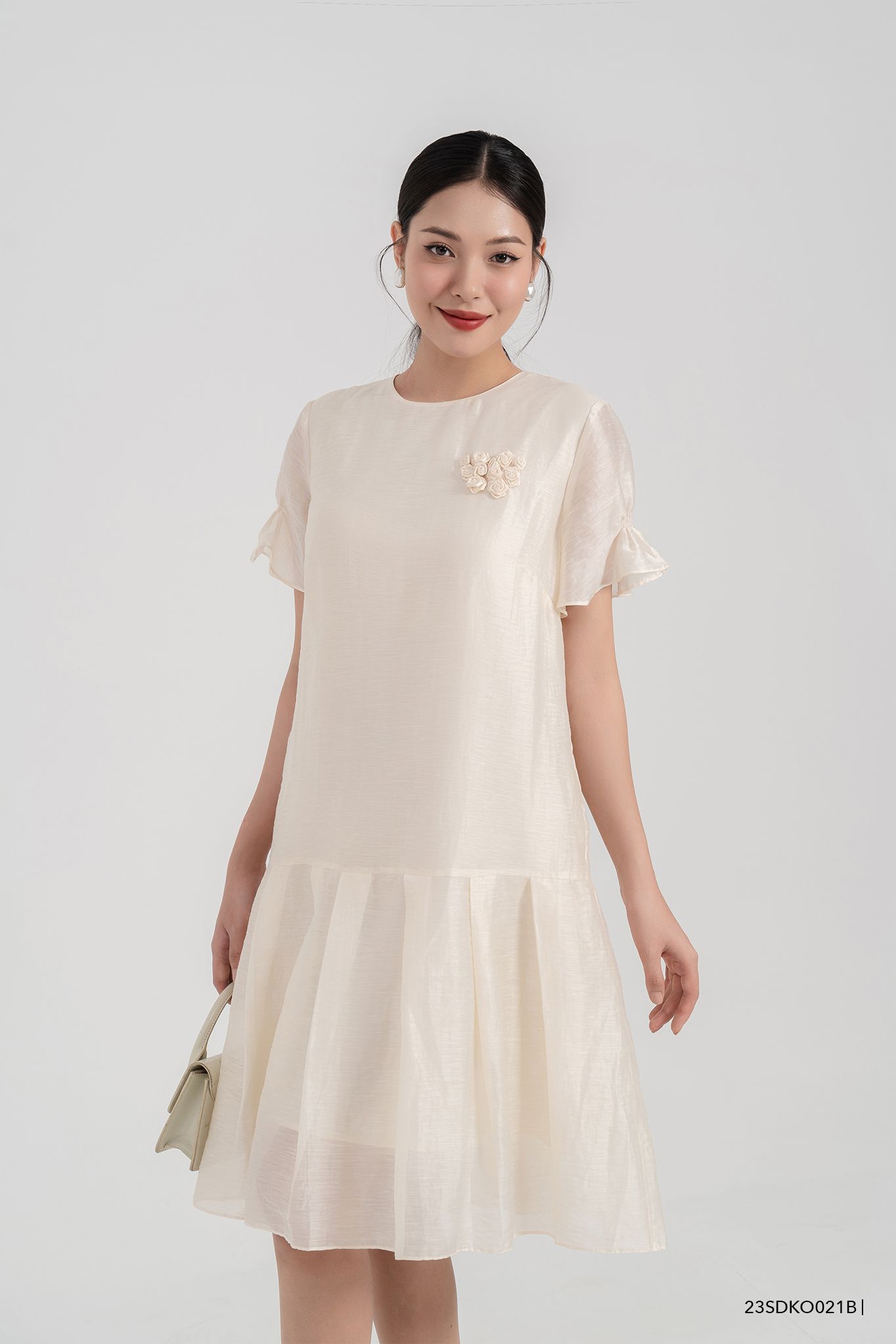  Đầm tay ngắn, Dáng đuôi cá 23SDKO021B 