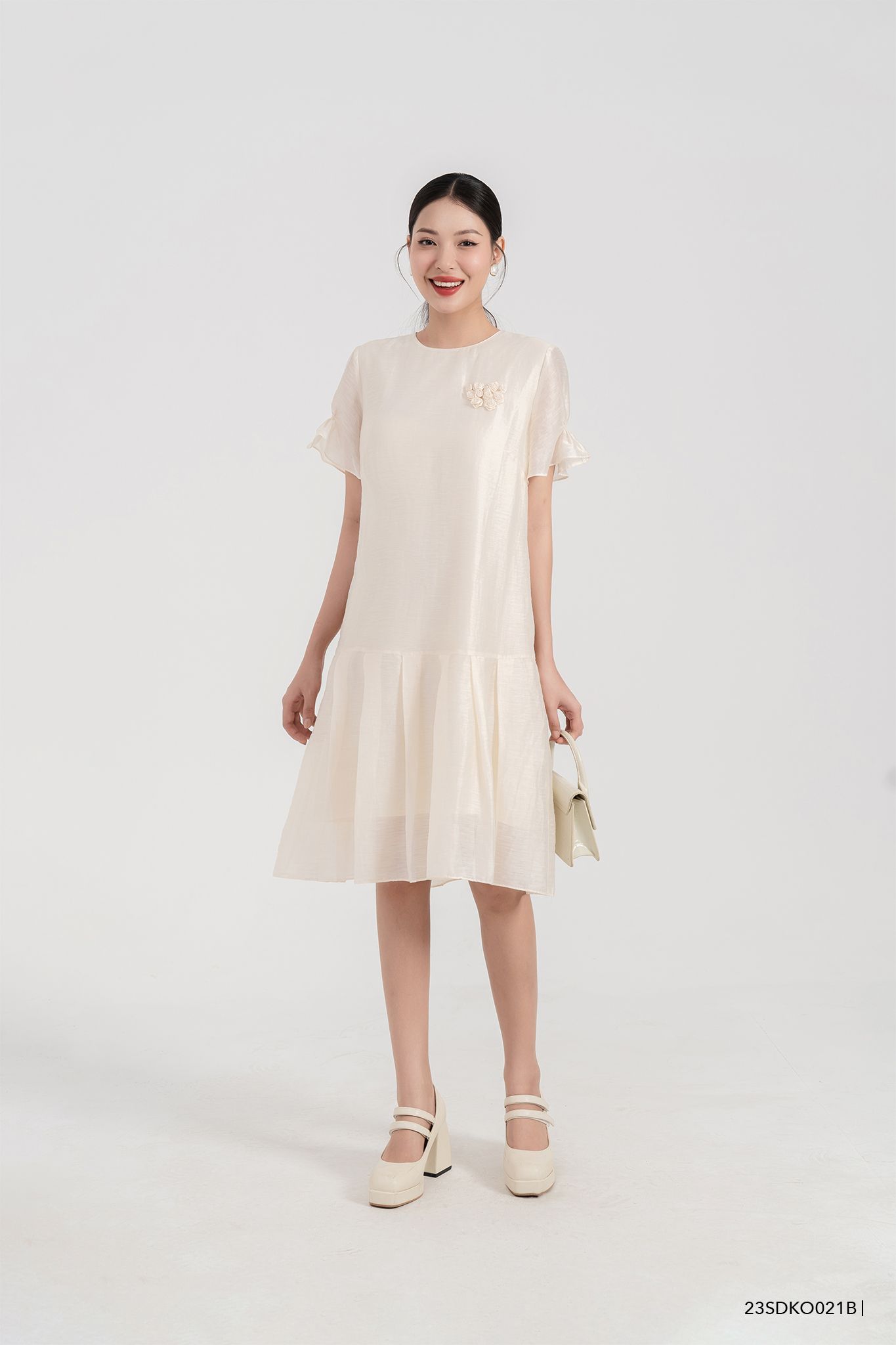  Đầm tay ngắn, Dáng đuôi cá 23SDKO021B 