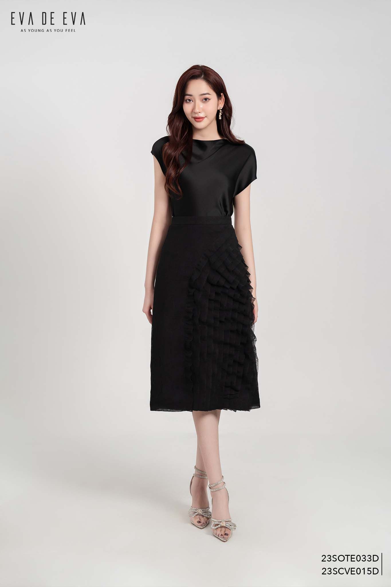 Đầm lụa mango màu tím hoa nhí chân váy bèo  C908