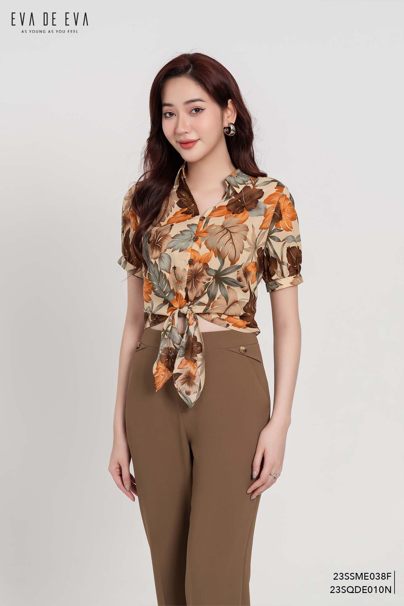  Sơ mi tay ngắn, Dáng thắt eo 23SSME038F 