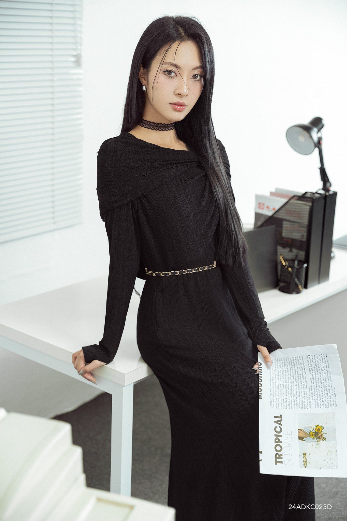  Đầm tay dài,  24ADKC025D 