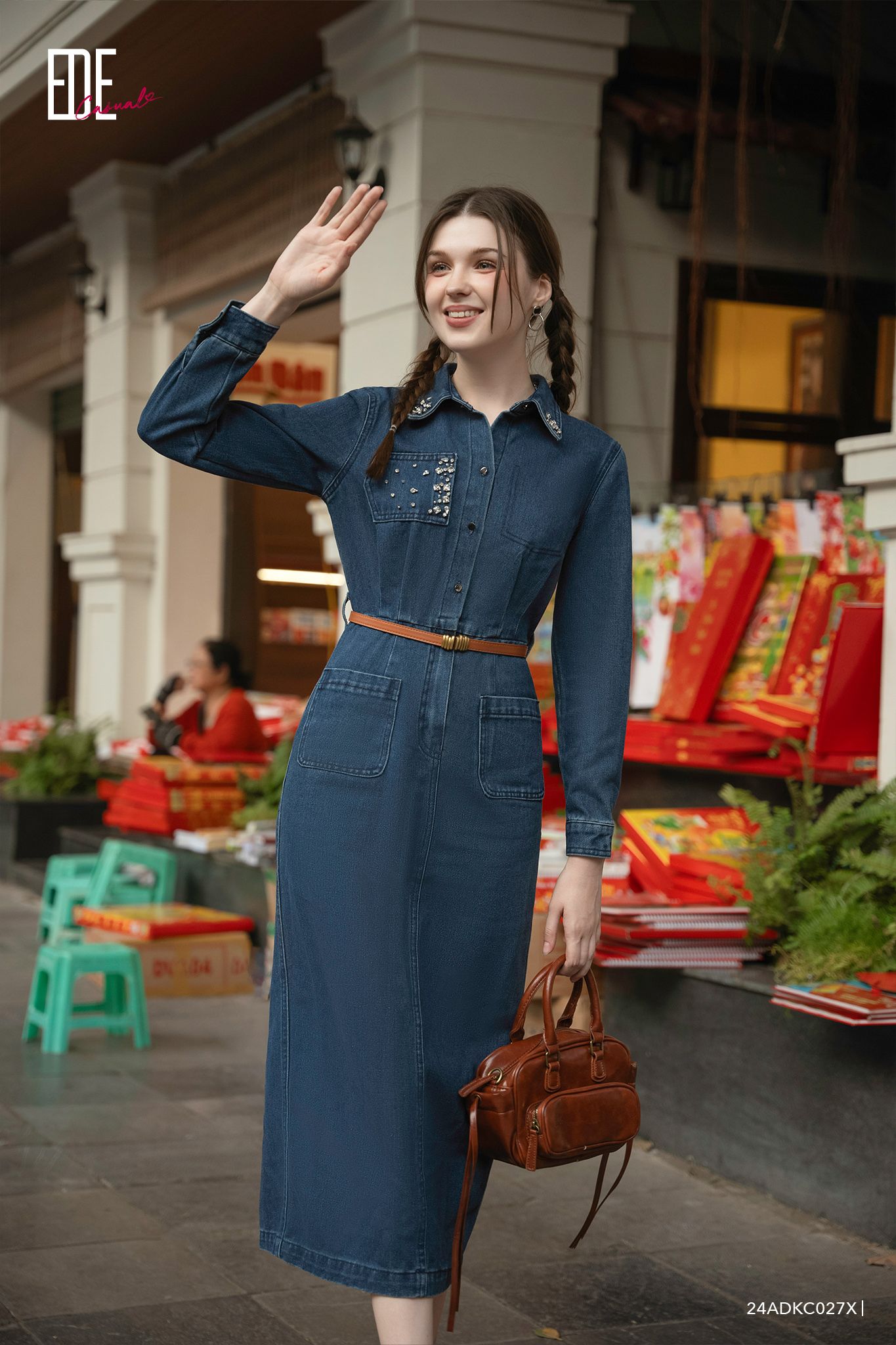  Đầm tay dài, Dáng thắt eo 24ADKC027X 