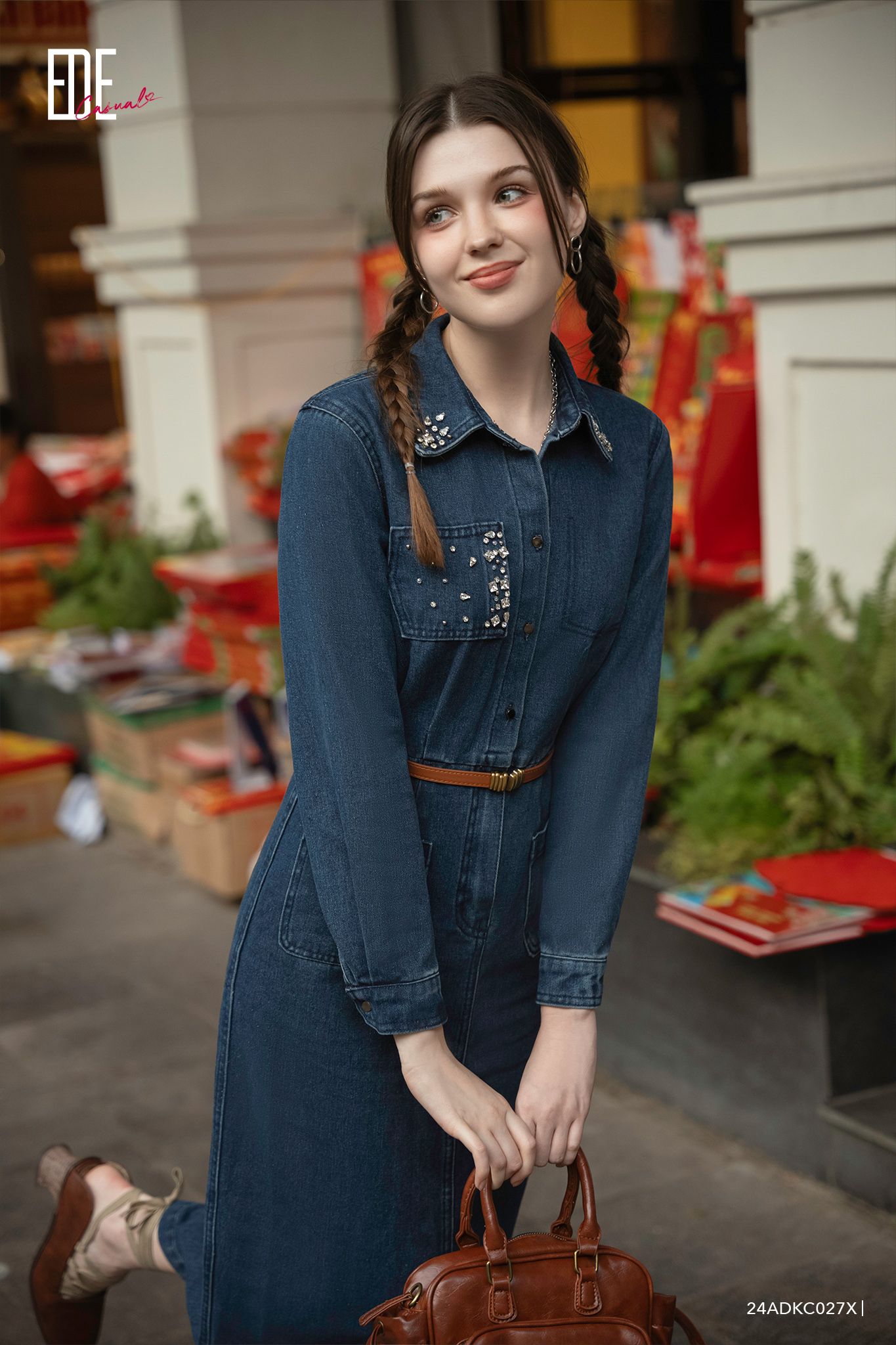  Đầm tay dài, Dáng thắt eo 24ADKC027X 