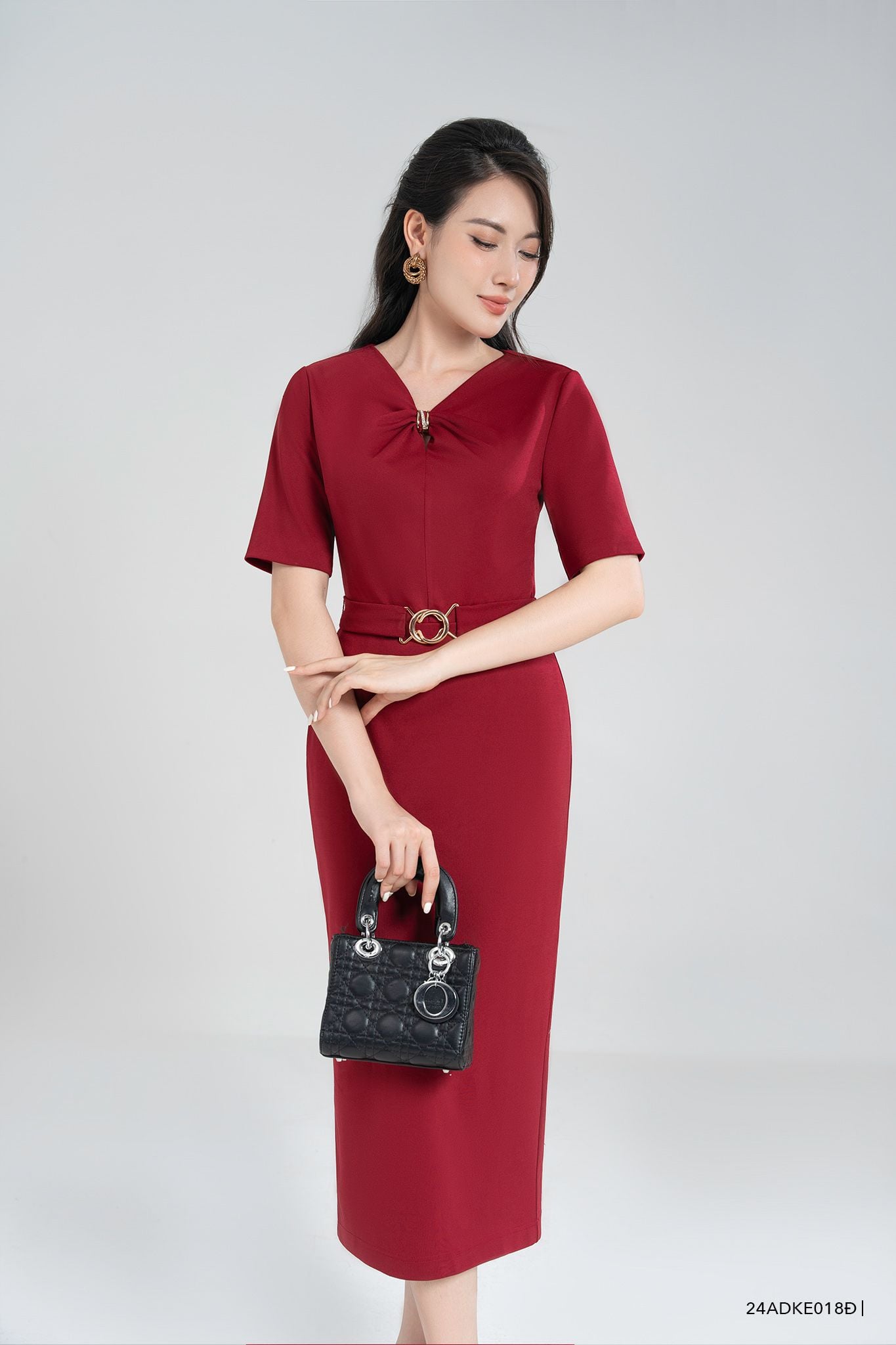  Đầm tay ngắn, Dáng ôm 24ADKE018Đ 