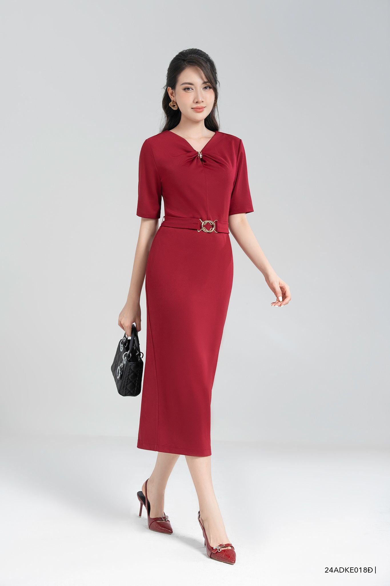  Đầm tay ngắn, Dáng ôm 24ADKE018Đ 