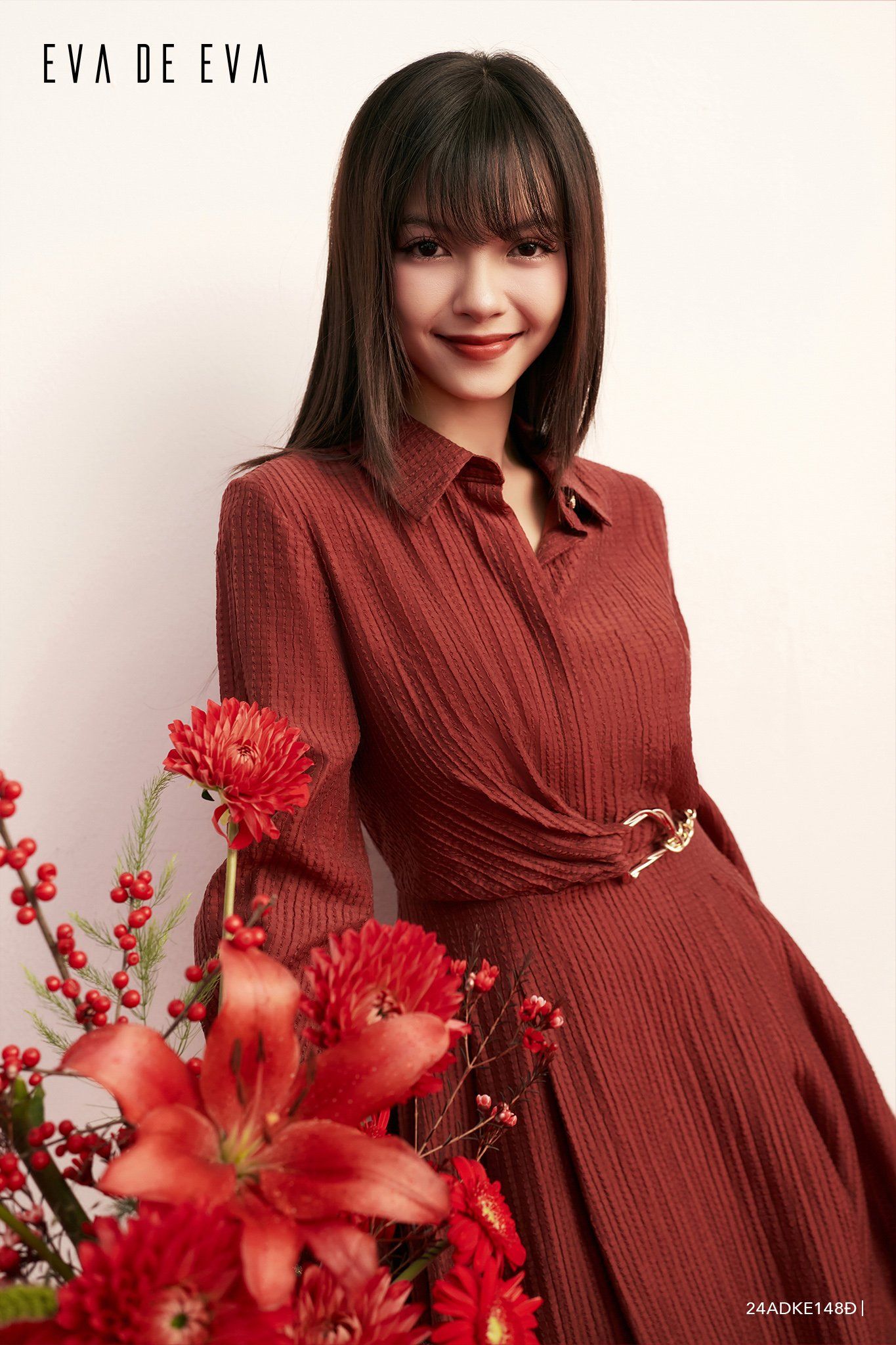  Đầm tay dài, Dáng thắt eo 24ADKE148Đ 