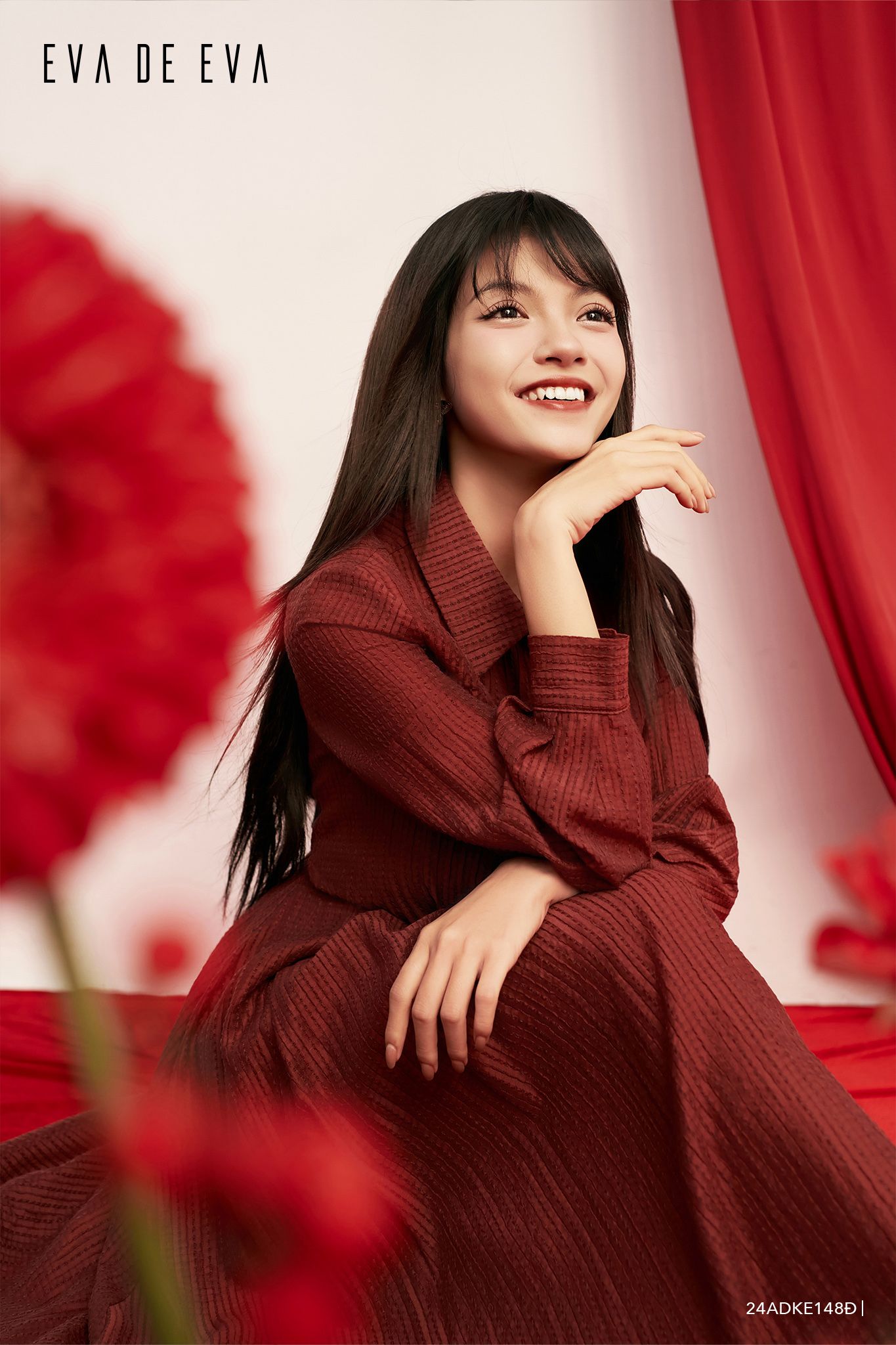  Đầm tay dài, Dáng thắt eo 24ADKE148Đ 