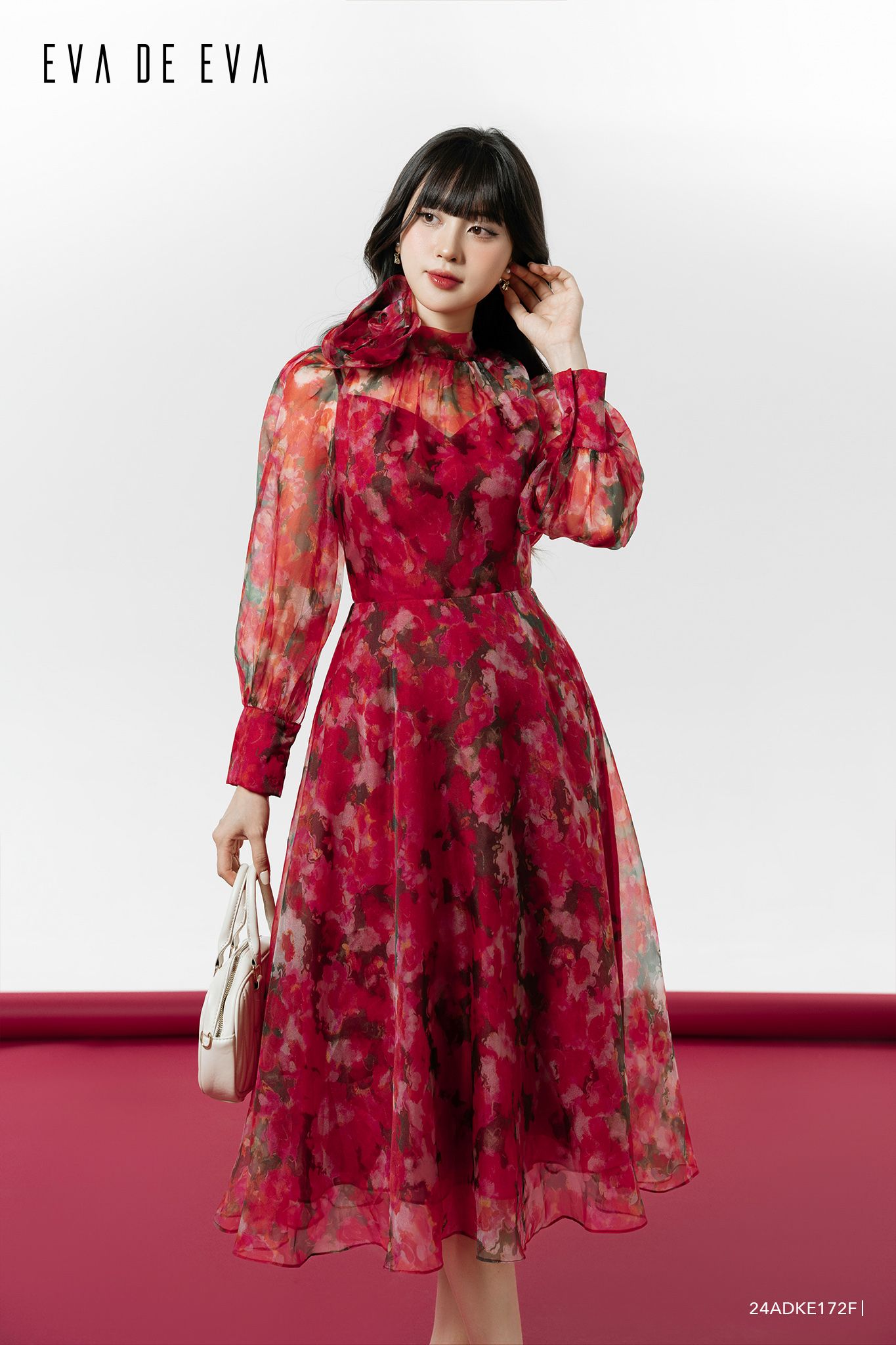  Đầm tay ngắn, Dáng thắt eo 24ADKE172F 
