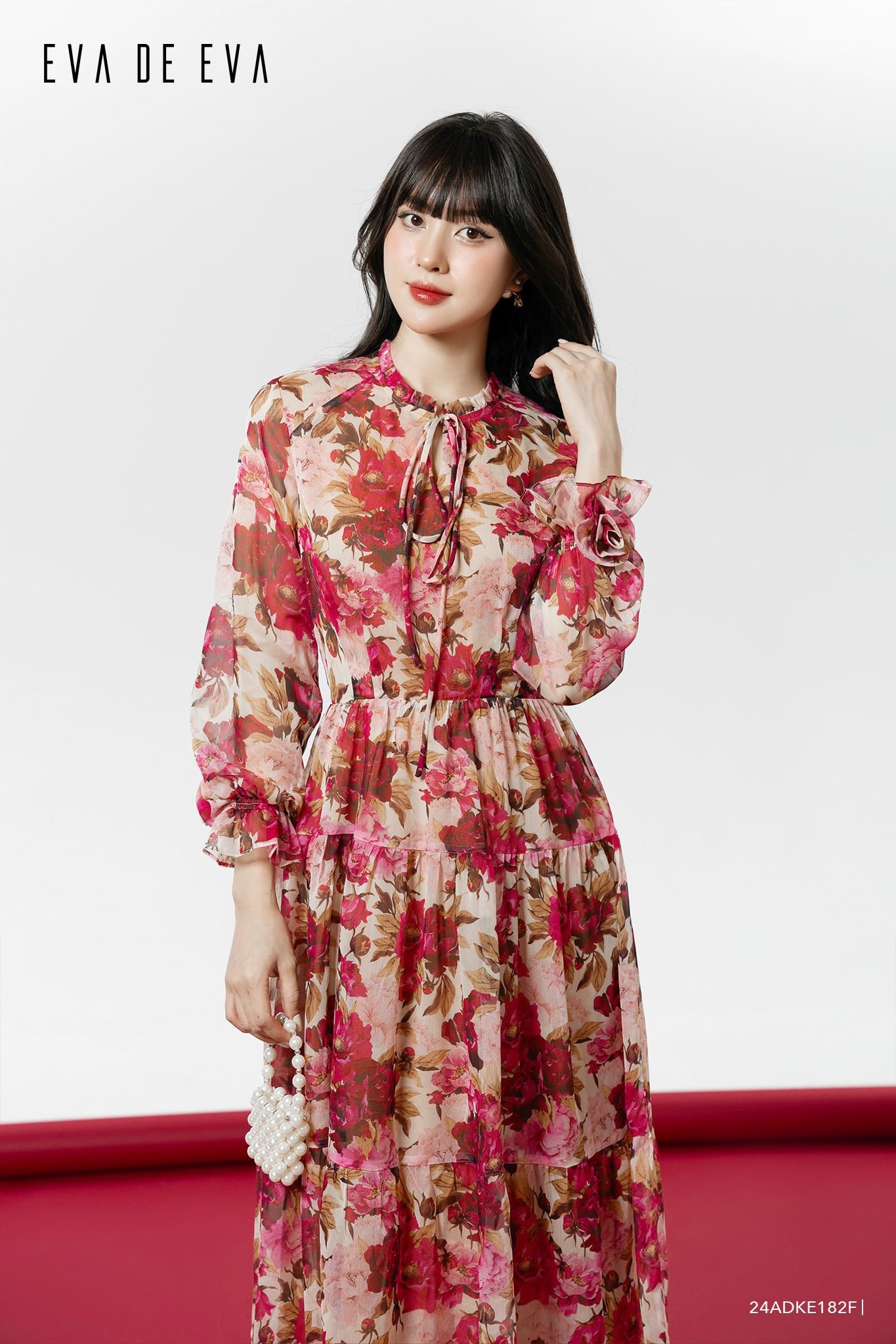  Đầm tay dài, Dáng thắt eo 24ADKE182F 