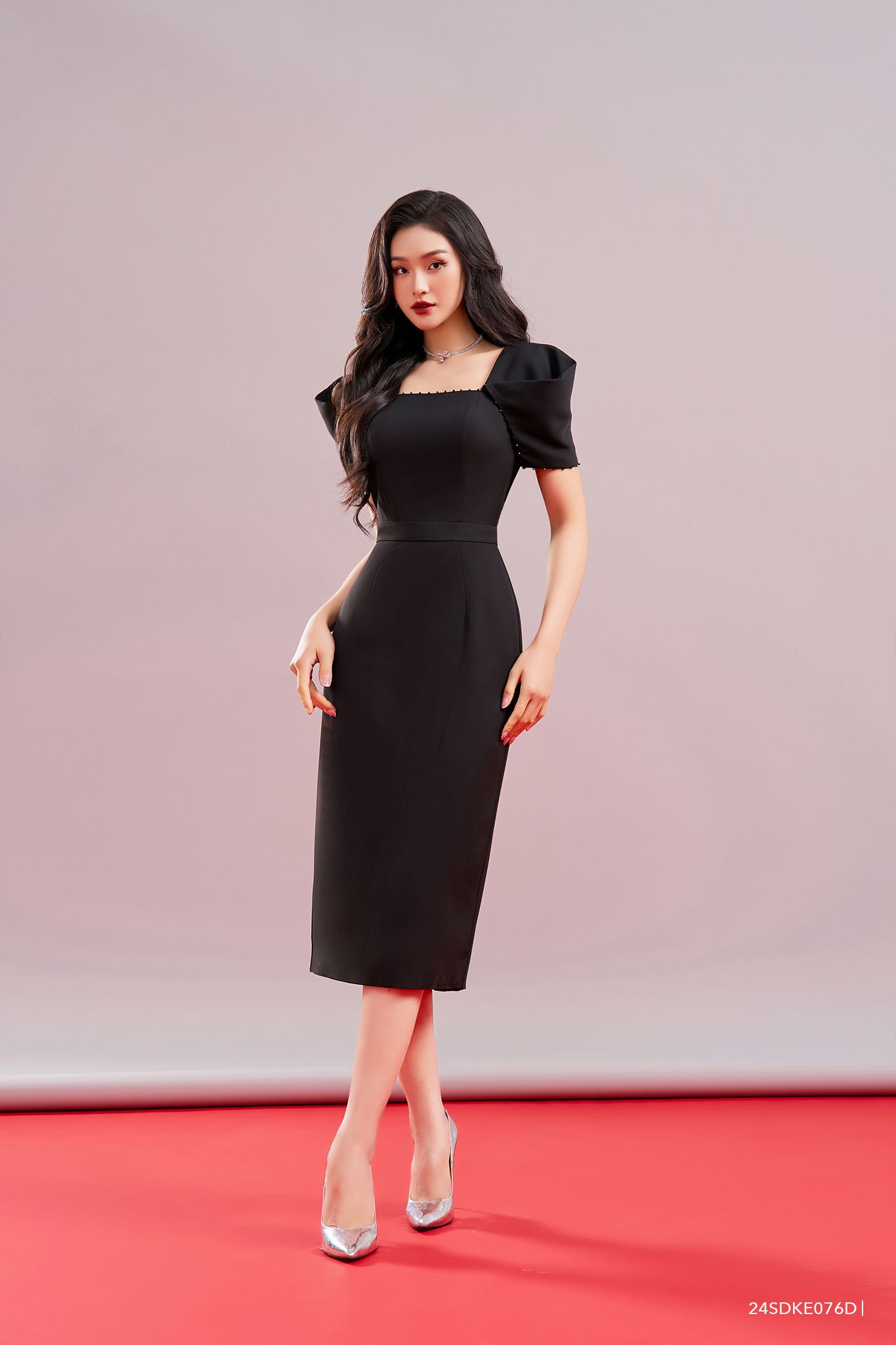  Đầm tay ngắn, Dáng ôm 24SDKE076D 