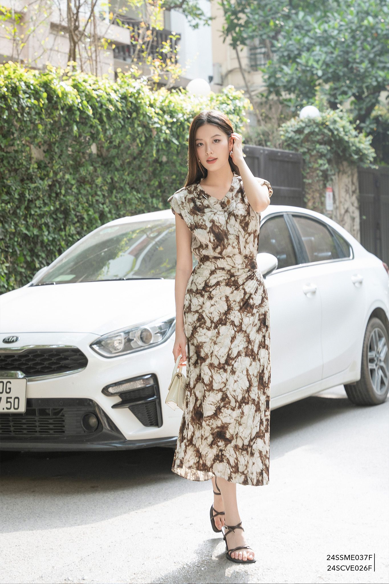  Chân váy Midi, Xếp ly 24SCVE026F 