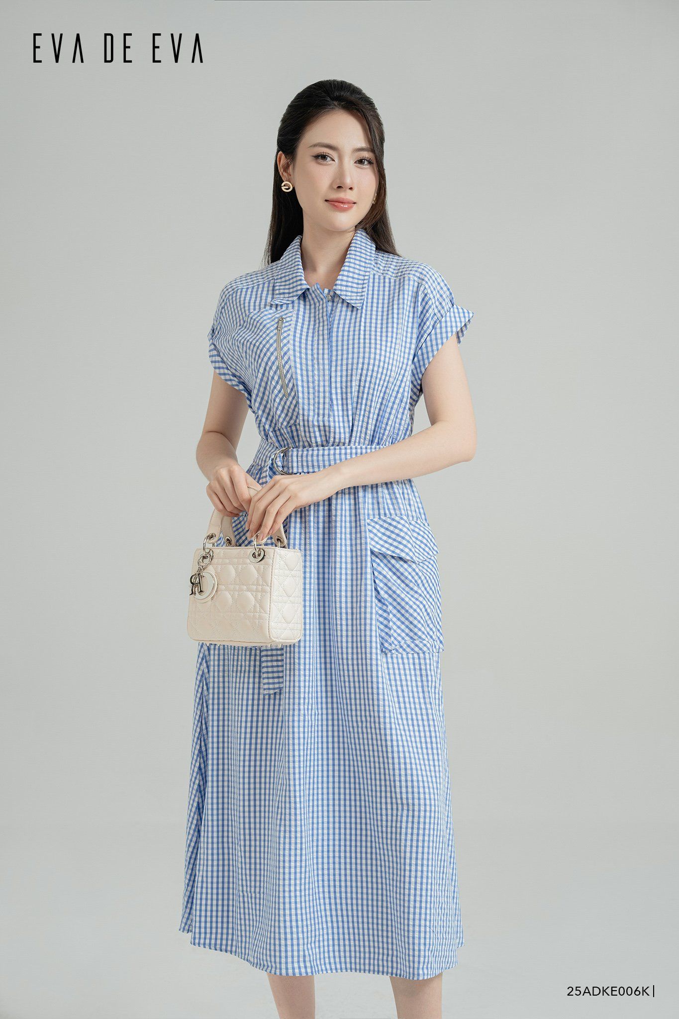  Đầm tay ngắn, Dáng thắt eo 25ADKE006K 