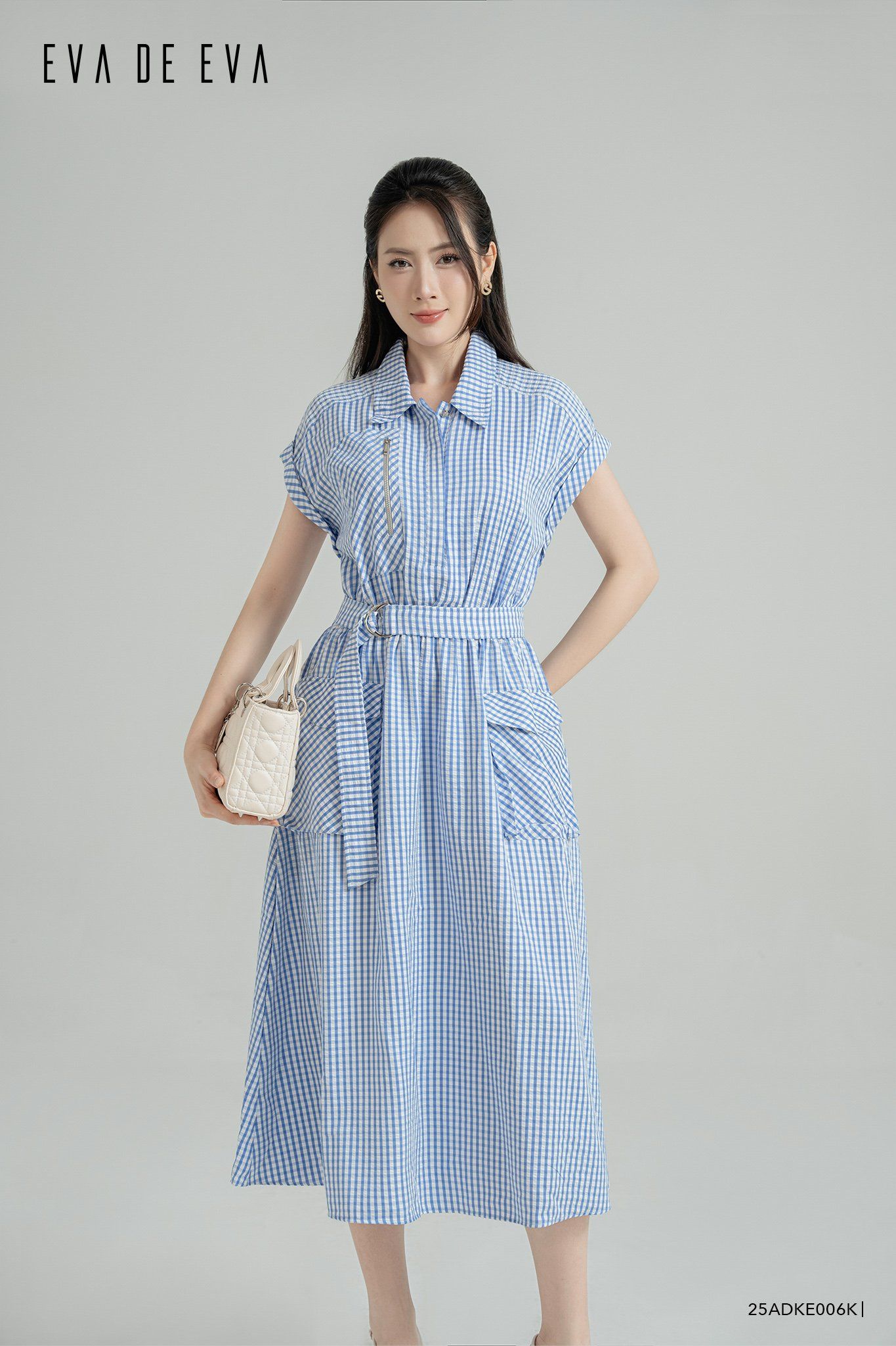  Đầm tay ngắn, Dáng thắt eo 25ADKE006K 