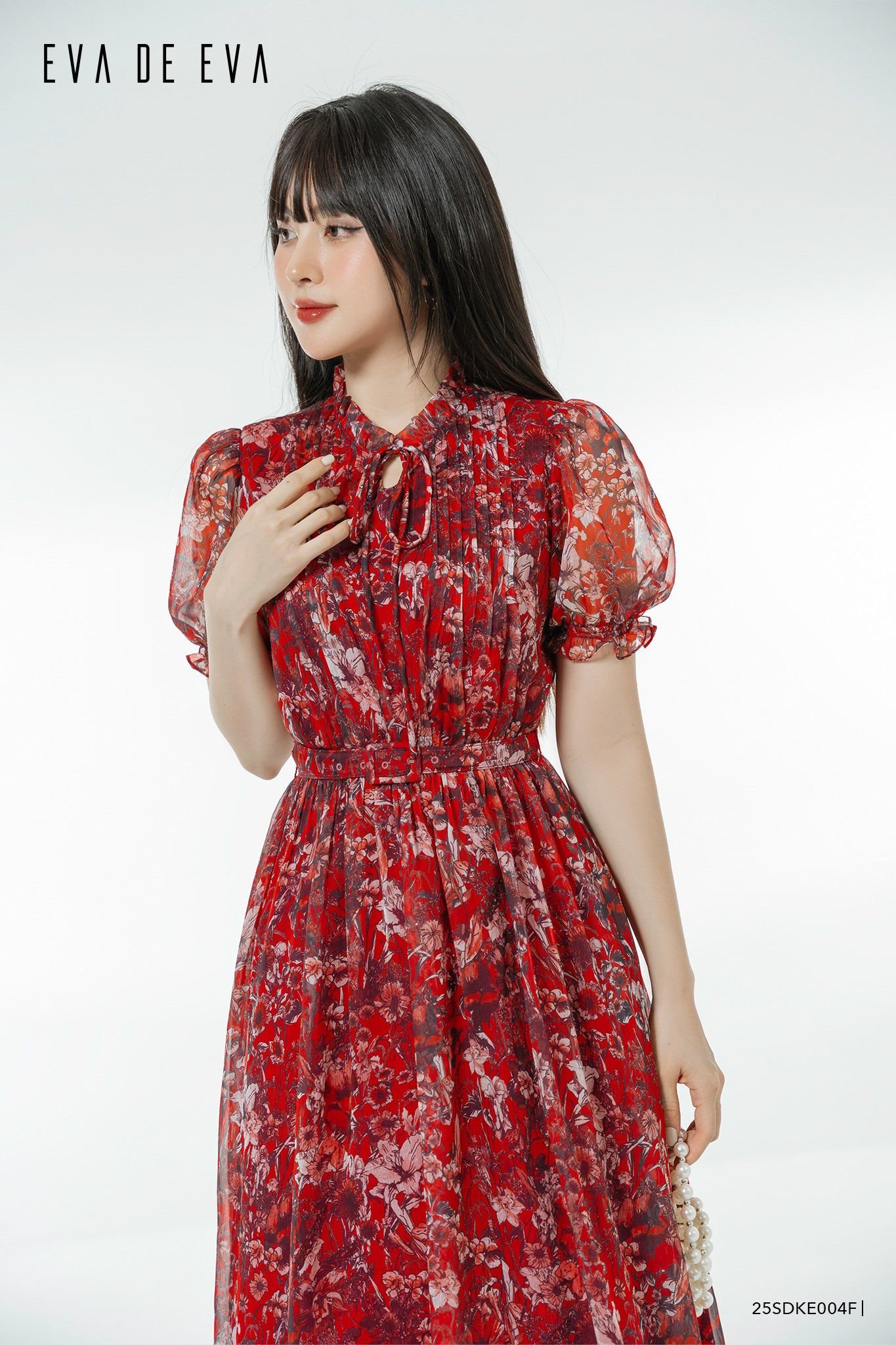  Đầm tay ngắn, Dáng thắt eo 25SDKE004F 