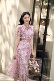  Đầm tay ngắn, Cổ nơ 25SDKE013F 