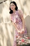  Đầm tay ngắn, Cổ nơ 25SDKE013F 
