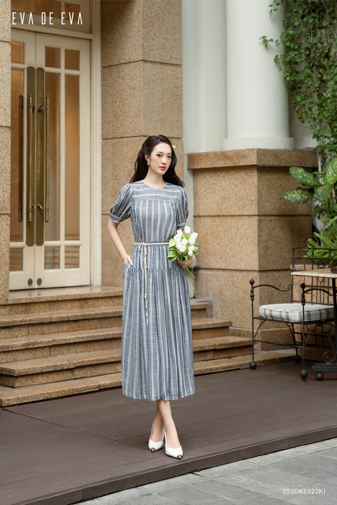  Đầm tay ngắn, Dáng thắt eo 25SDKE022K 