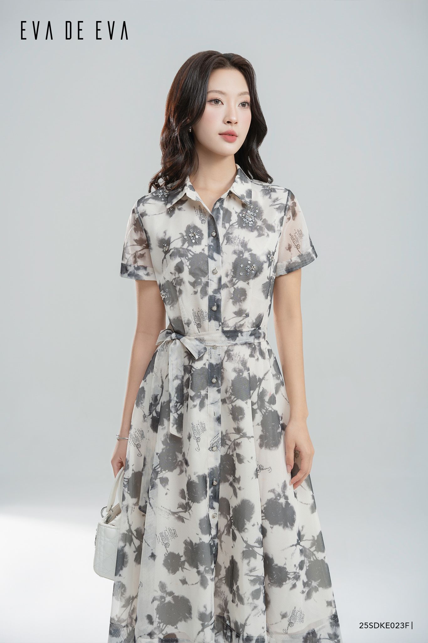  Đầm tay ngắn, Dáng thắt eo 25SDKE023F 