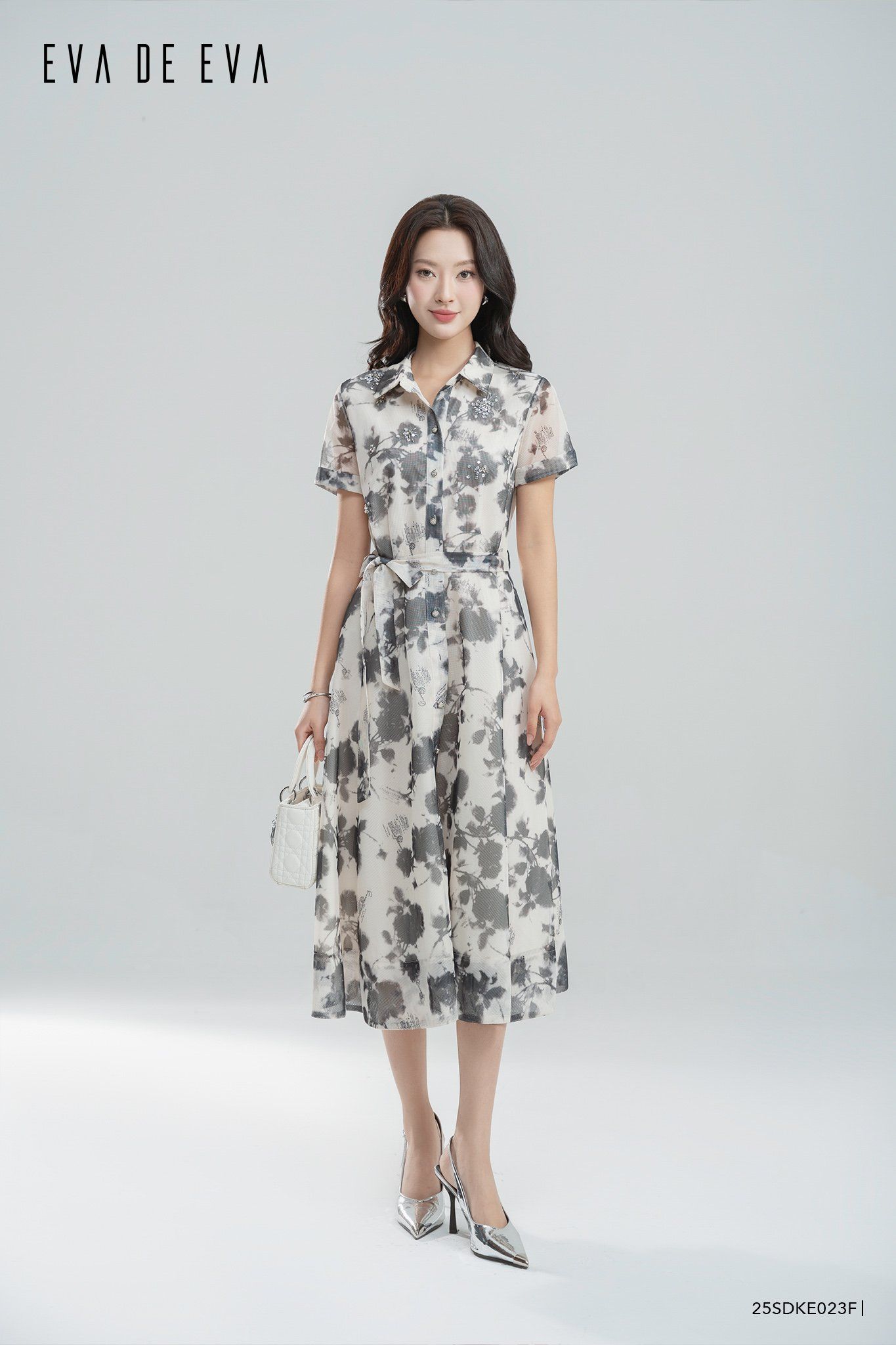  Đầm tay ngắn, Dáng thắt eo 25SDKE023F 