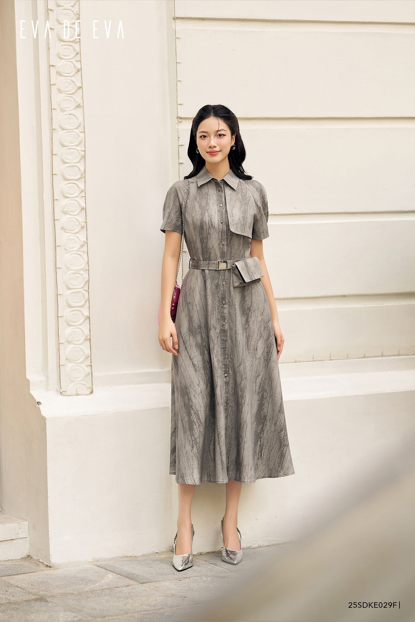  Đầm tay ngắn, Dáng thắt eo 25SDKE029F 