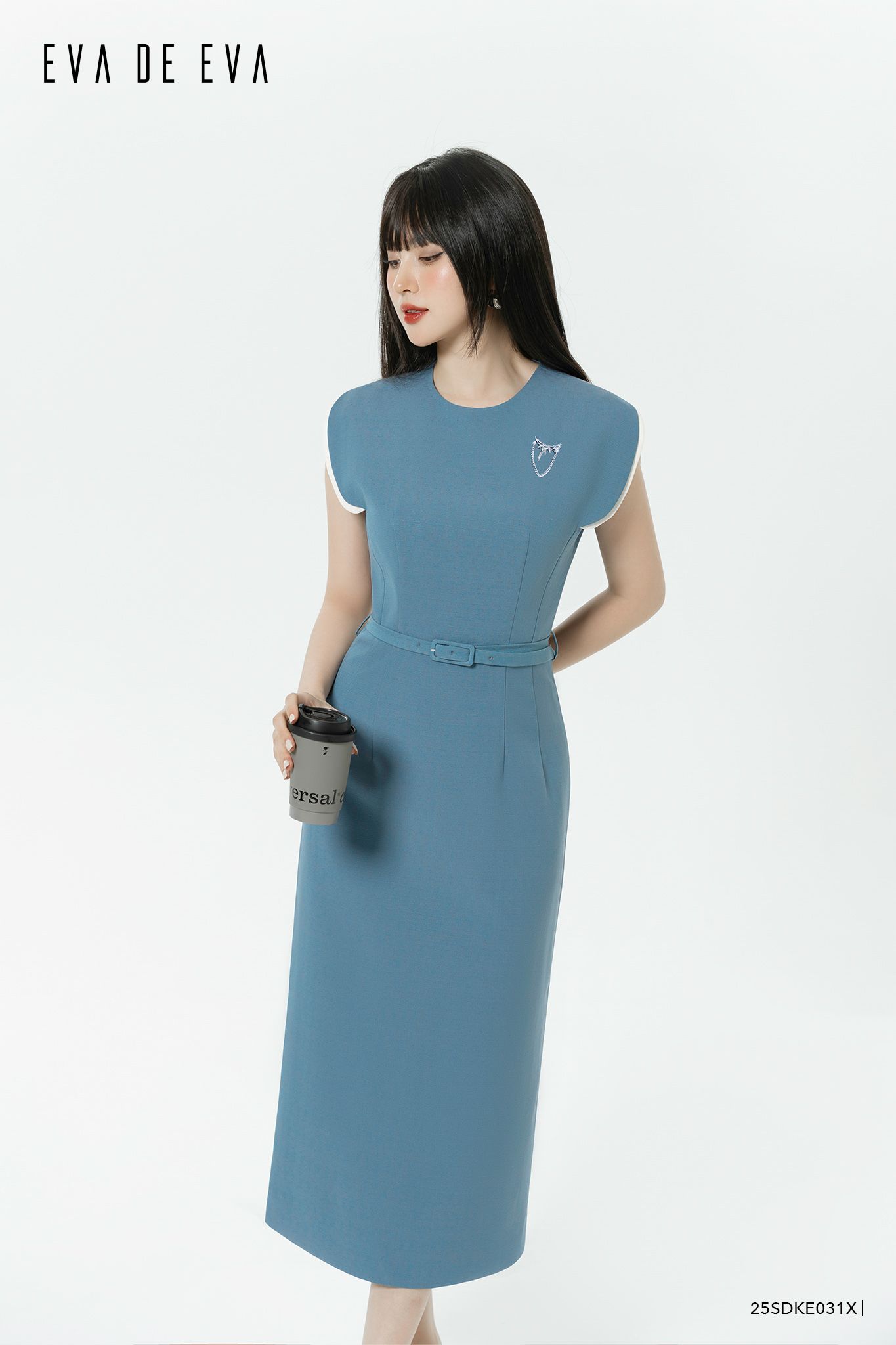 Đầm tay ngắn, Dáng thắt eo 25SDKE031X 