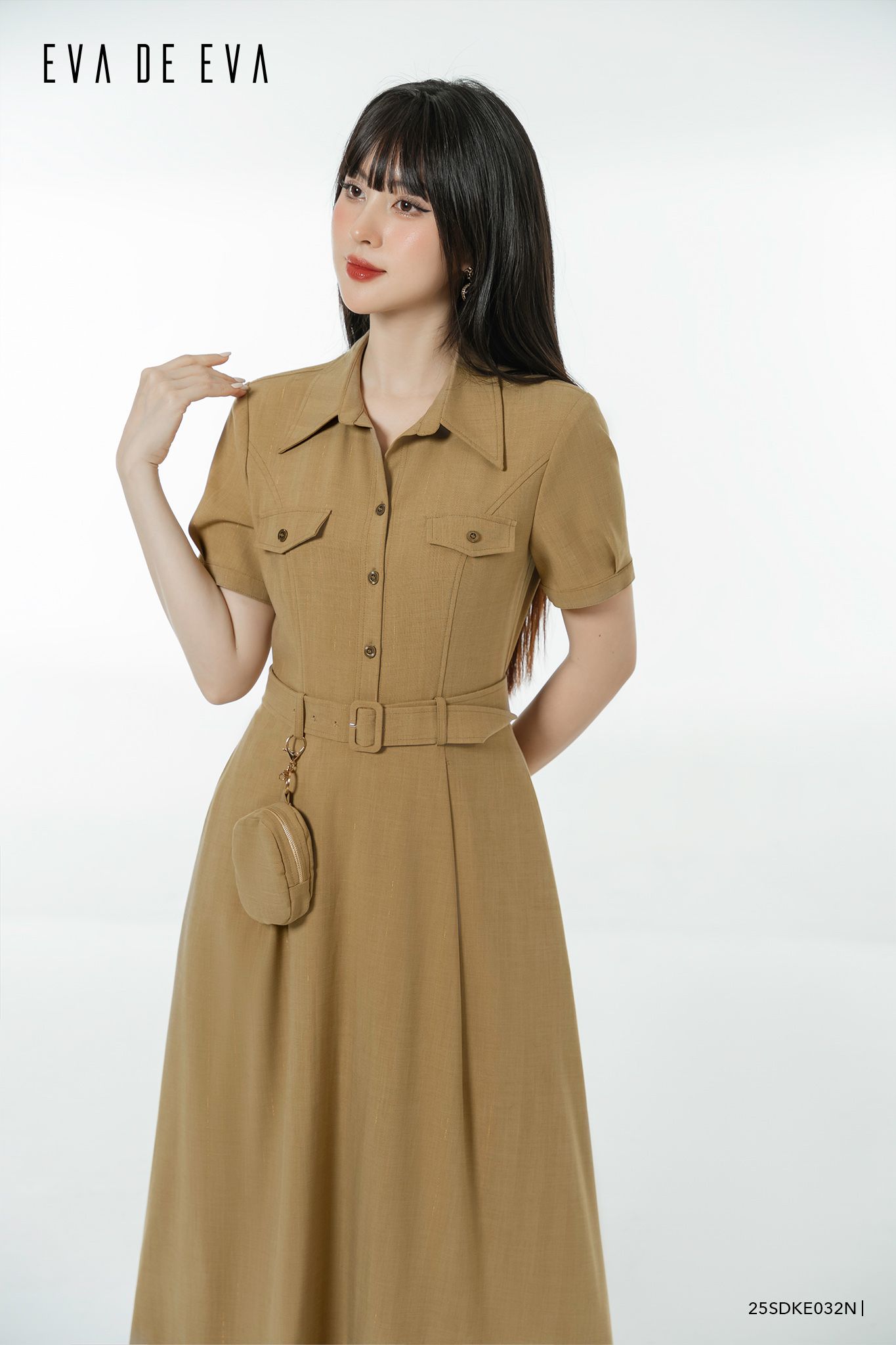  Đầm tay ngắn, Dáng thắt eo 25SDKE032N 
